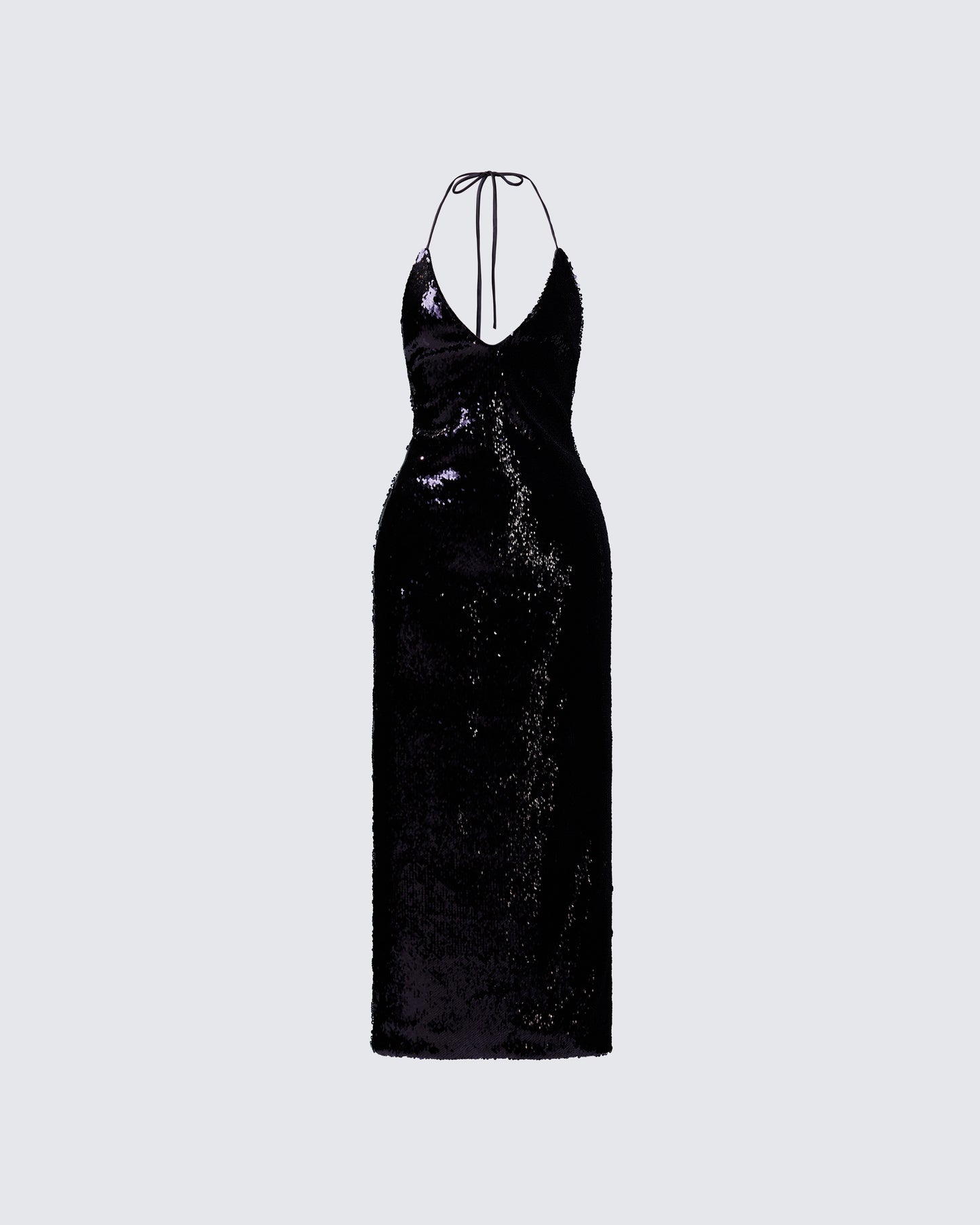 Khadija Black Sequin Pencil Midi Dress