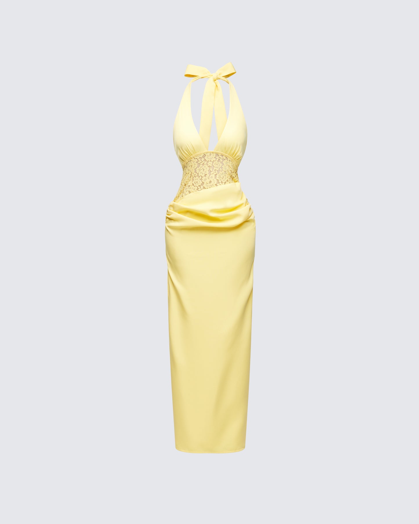 Lenora Yellow Lace Detail Maxi Dress