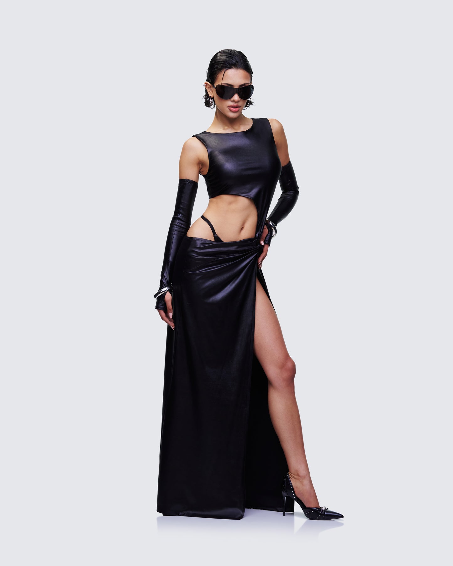 Aiala Black Knot Front Cutaway Dress