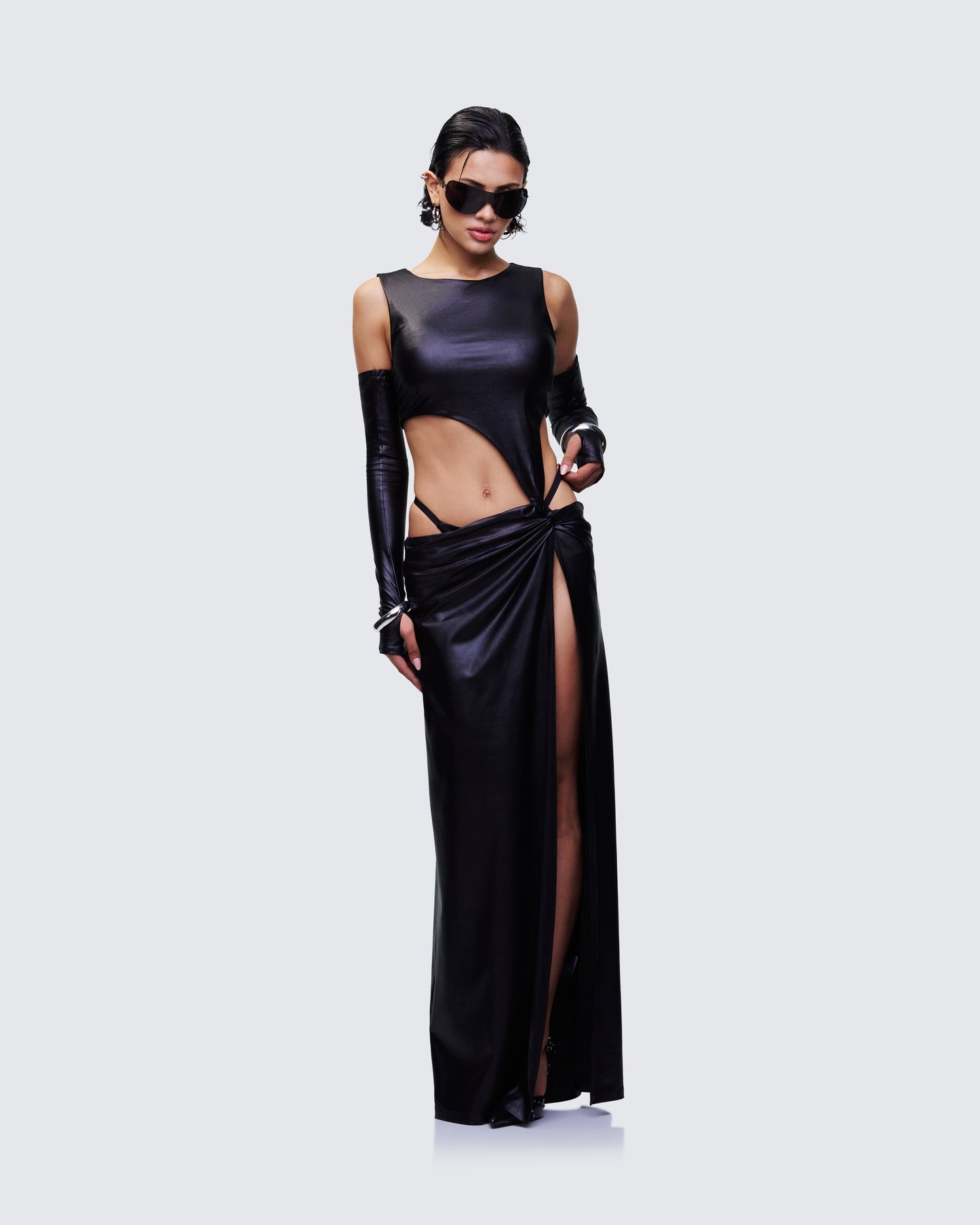 Aiala Black Knot Front Cutaway Dress