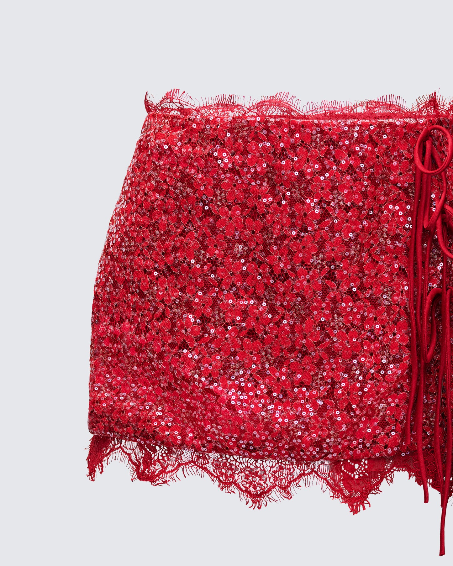Lucille Red Sequin Tie Mini Skirt