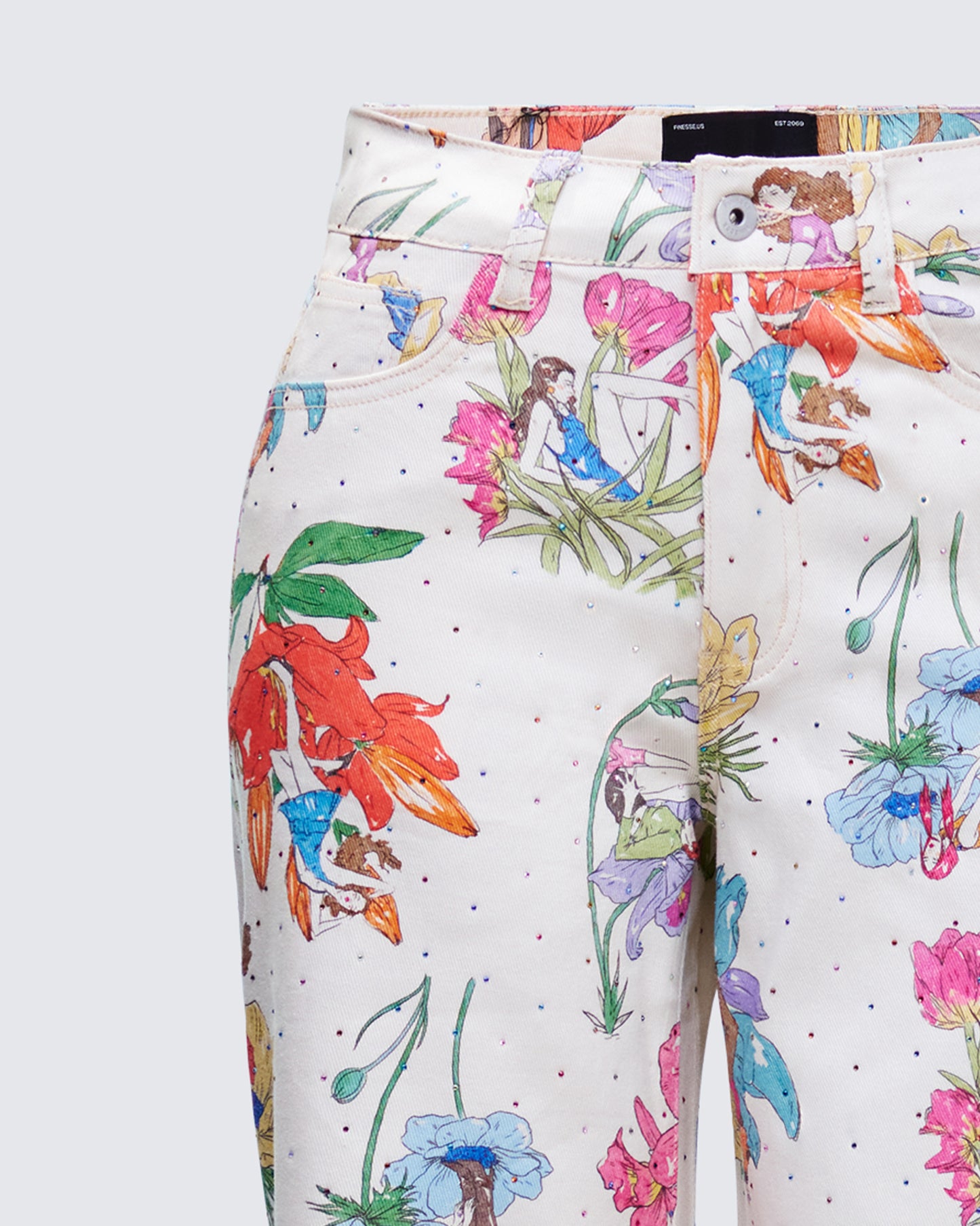 Lunara Ivory Embellished Twill Pant
