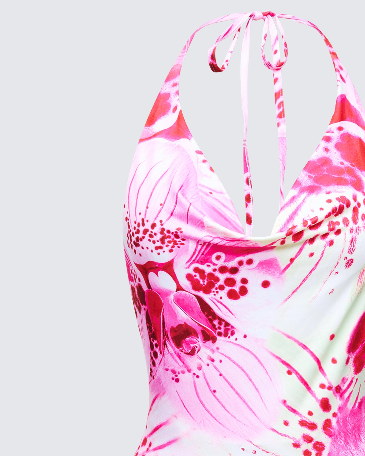 Mixie Pink Printed Cowl Neck Mini Dress