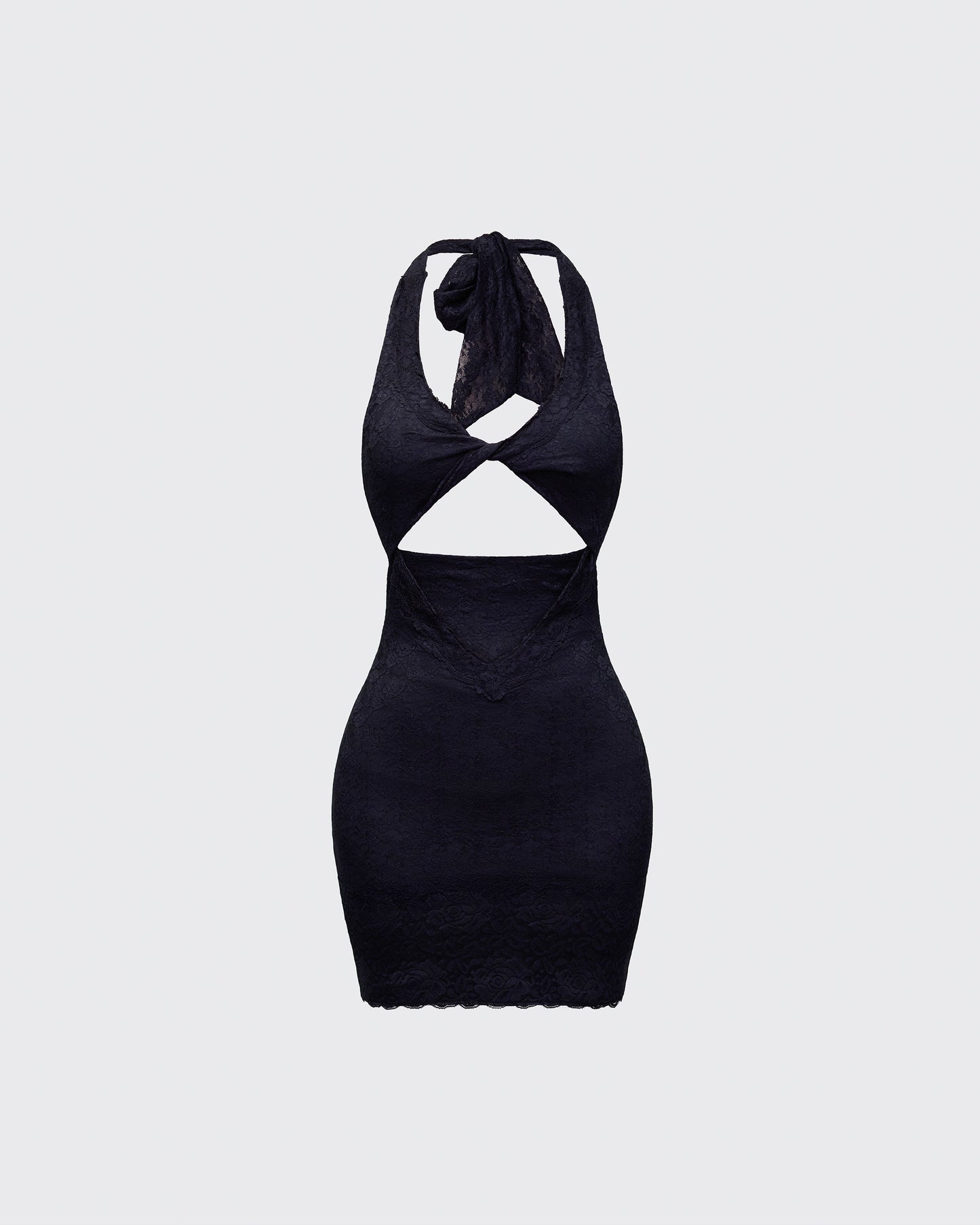 Rinna Black Lace Cut Out Mini Dress