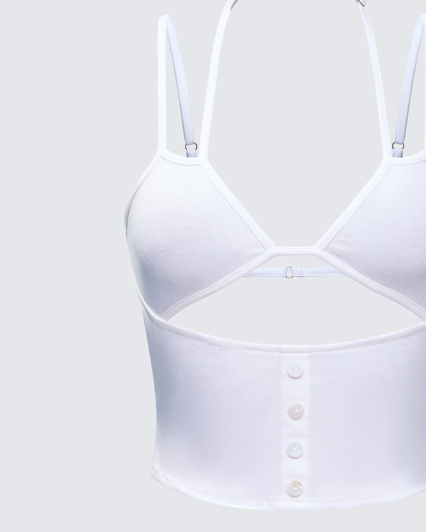 Romina White Button Though Cami Top