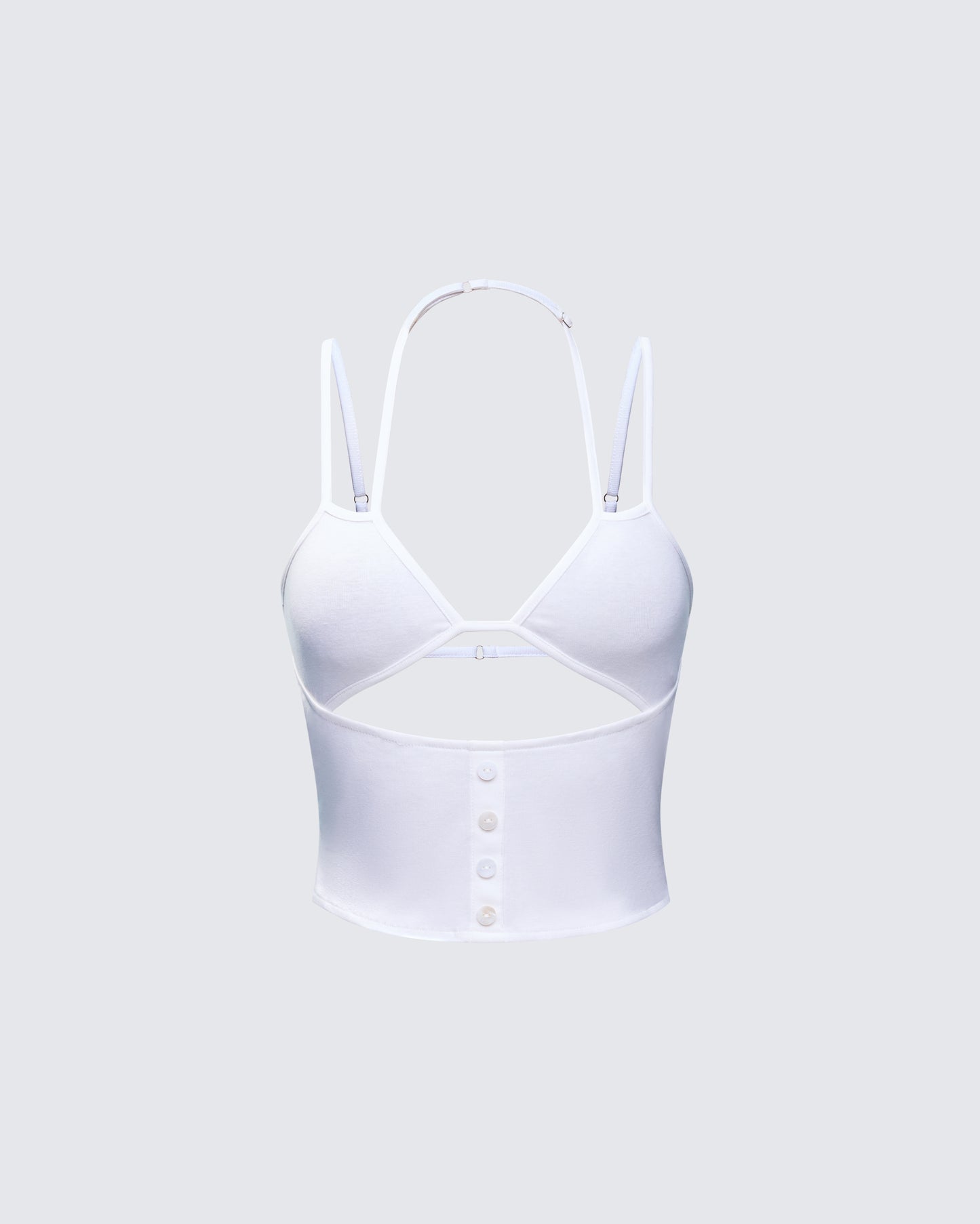 Romina White Button Though Cami Top