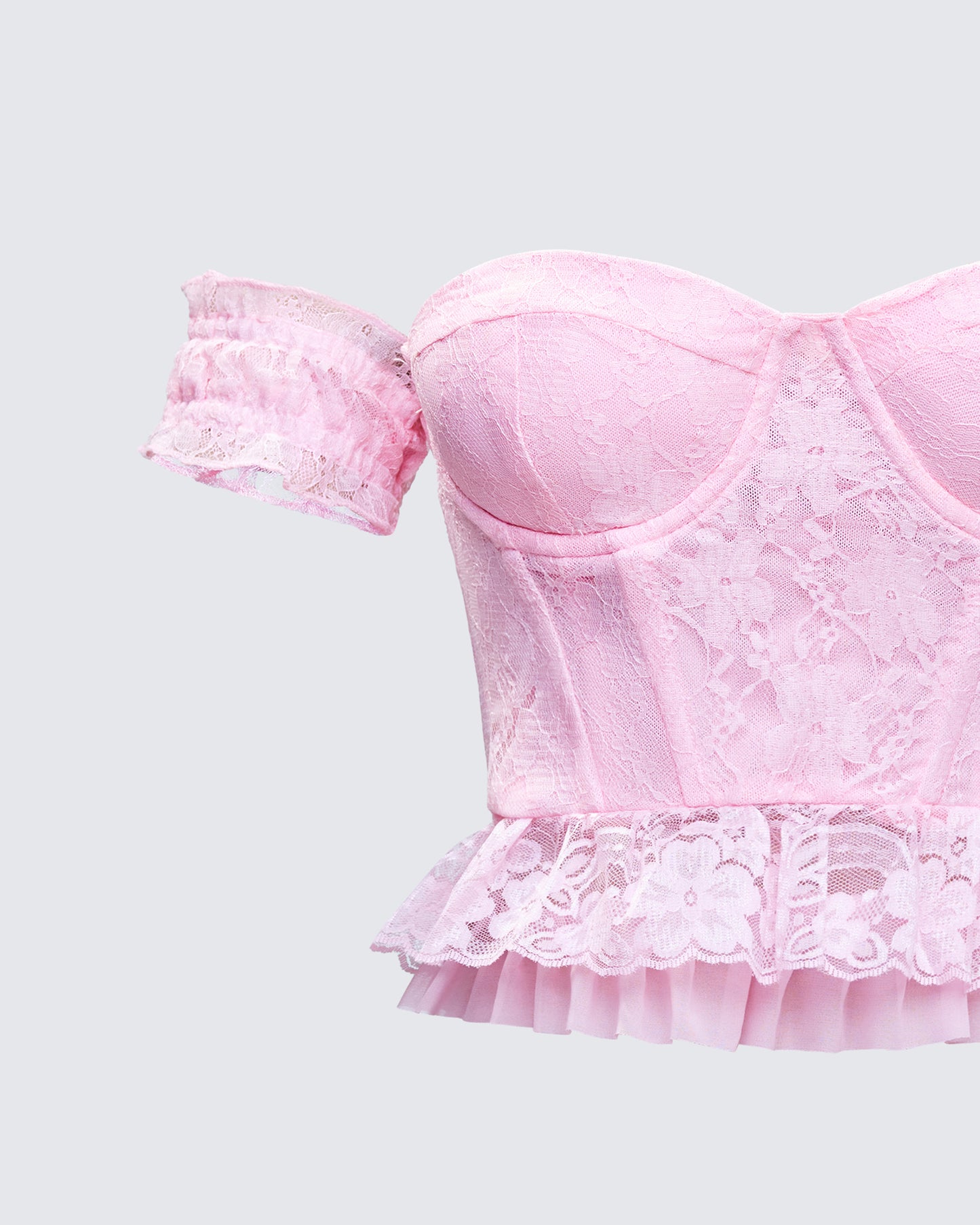 Senara Pink Corset Ruffle Top