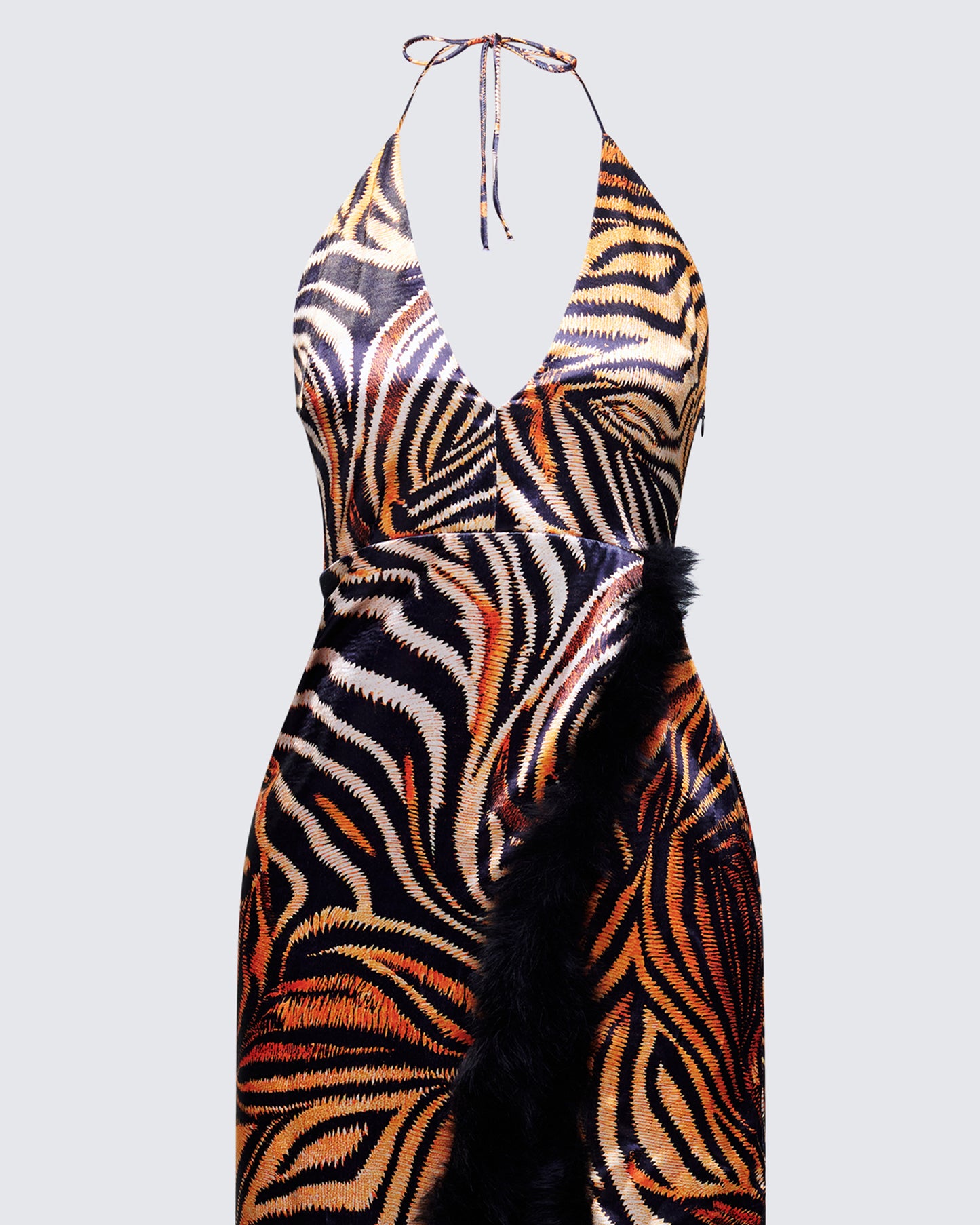 Ursula Orange Printed Wrap Maxi Dress