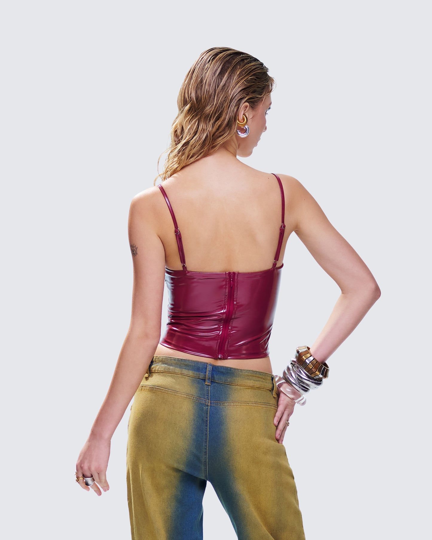 Francine Burgundy Vegan Leather Top