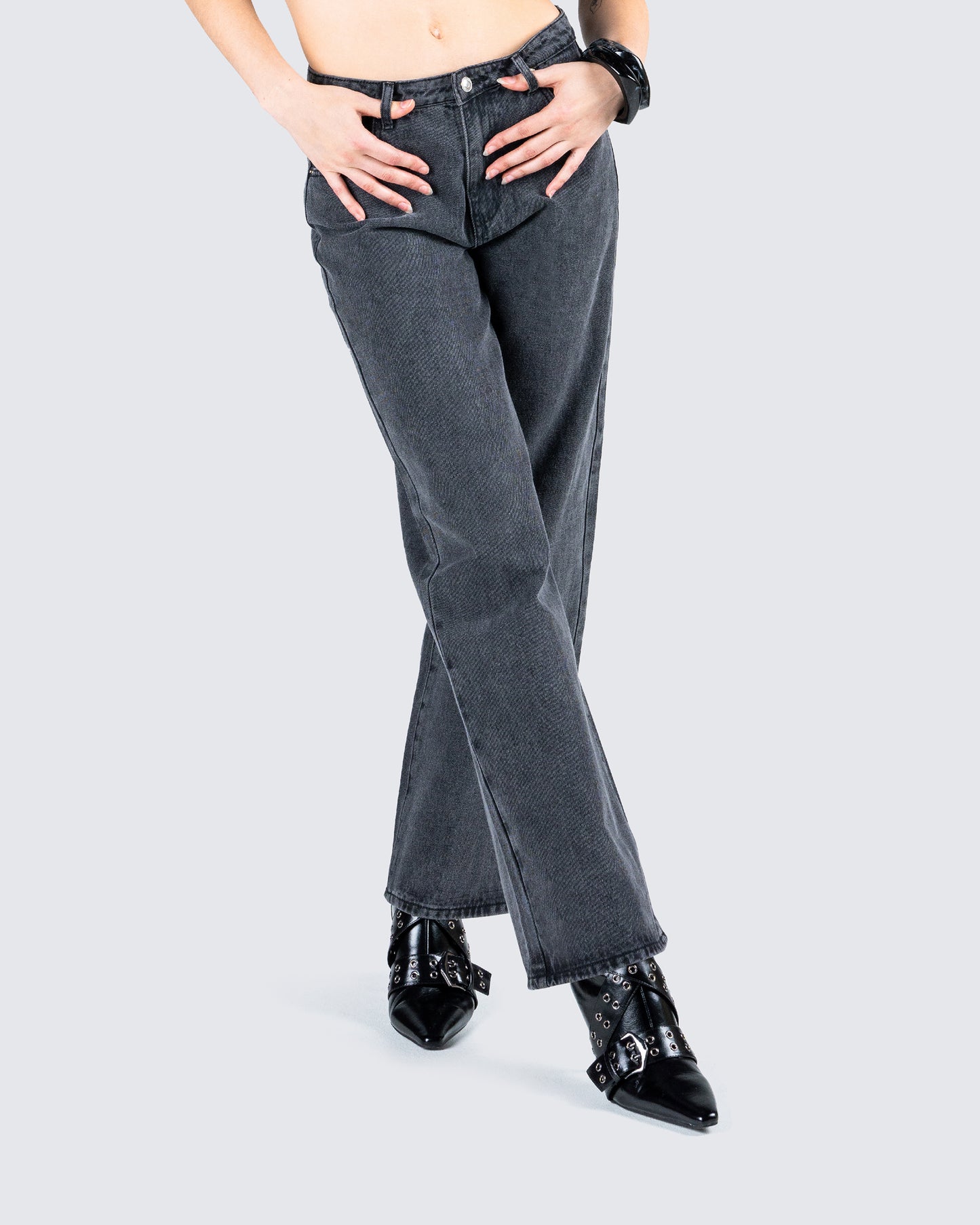 Frieda Grey Denim Wide Leg Jean