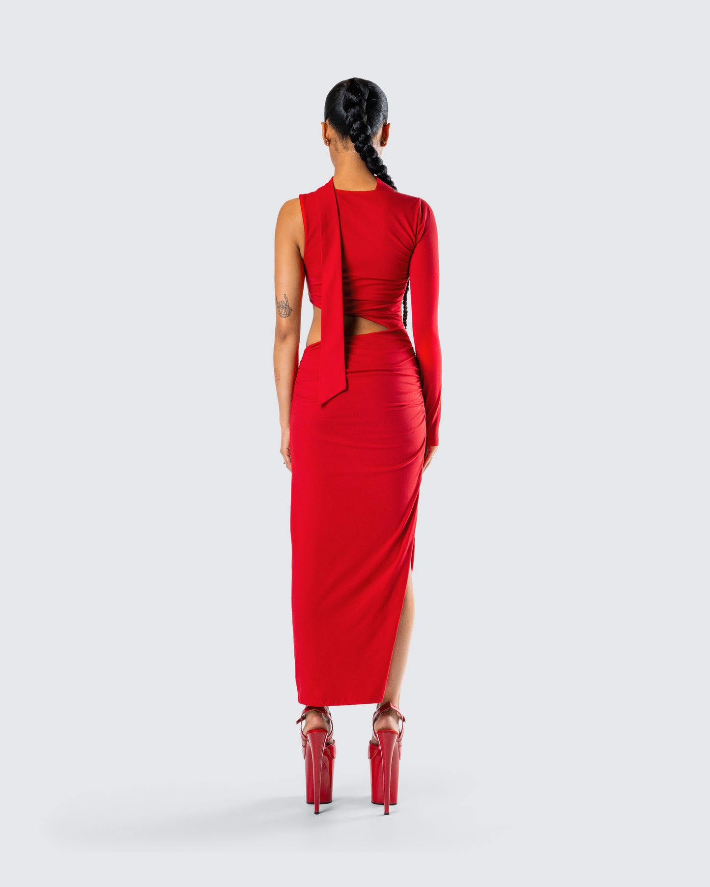 Gabrielle Red Jersey Midi Dress