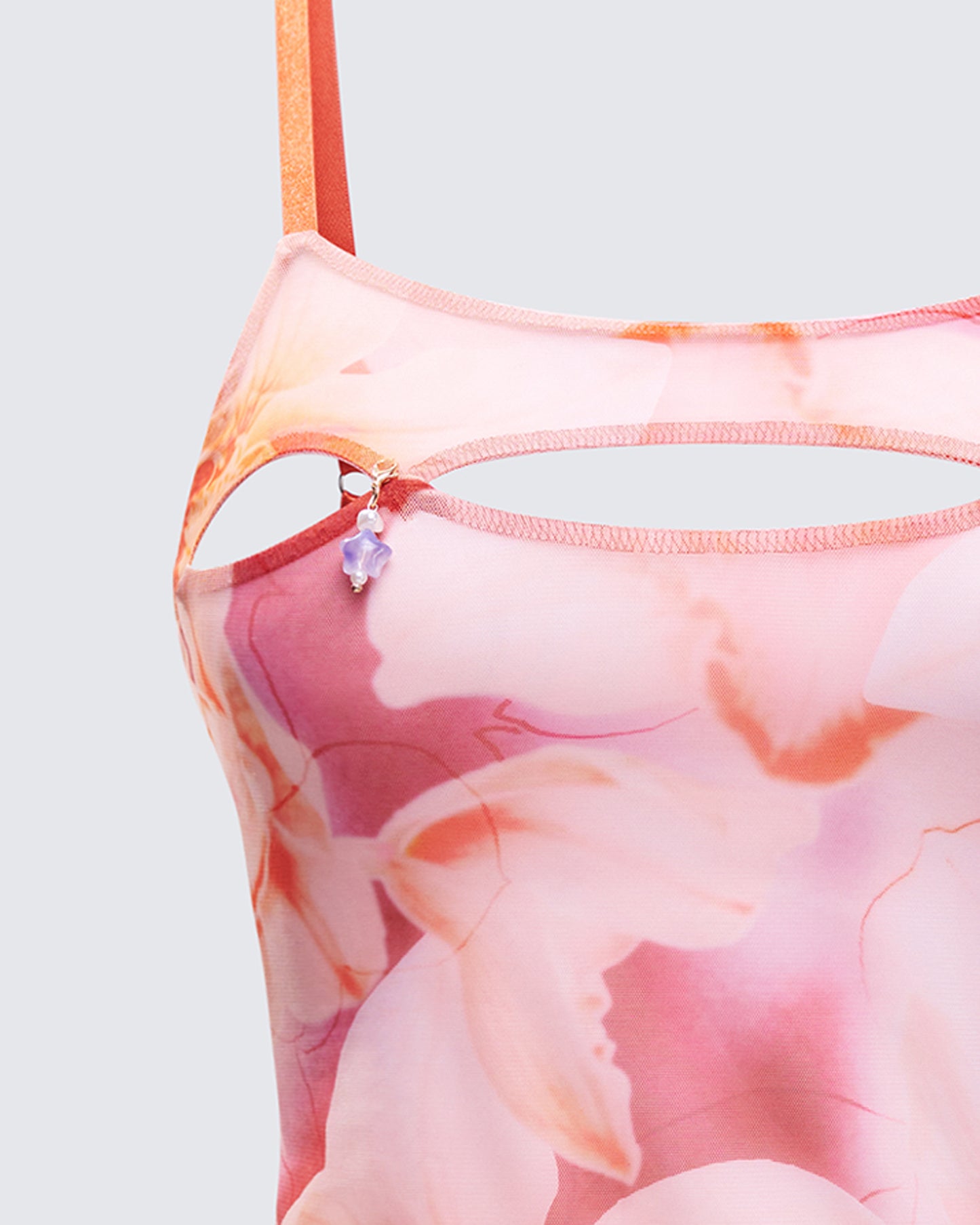 Galiana Peach Charm Cut Out Cami Top