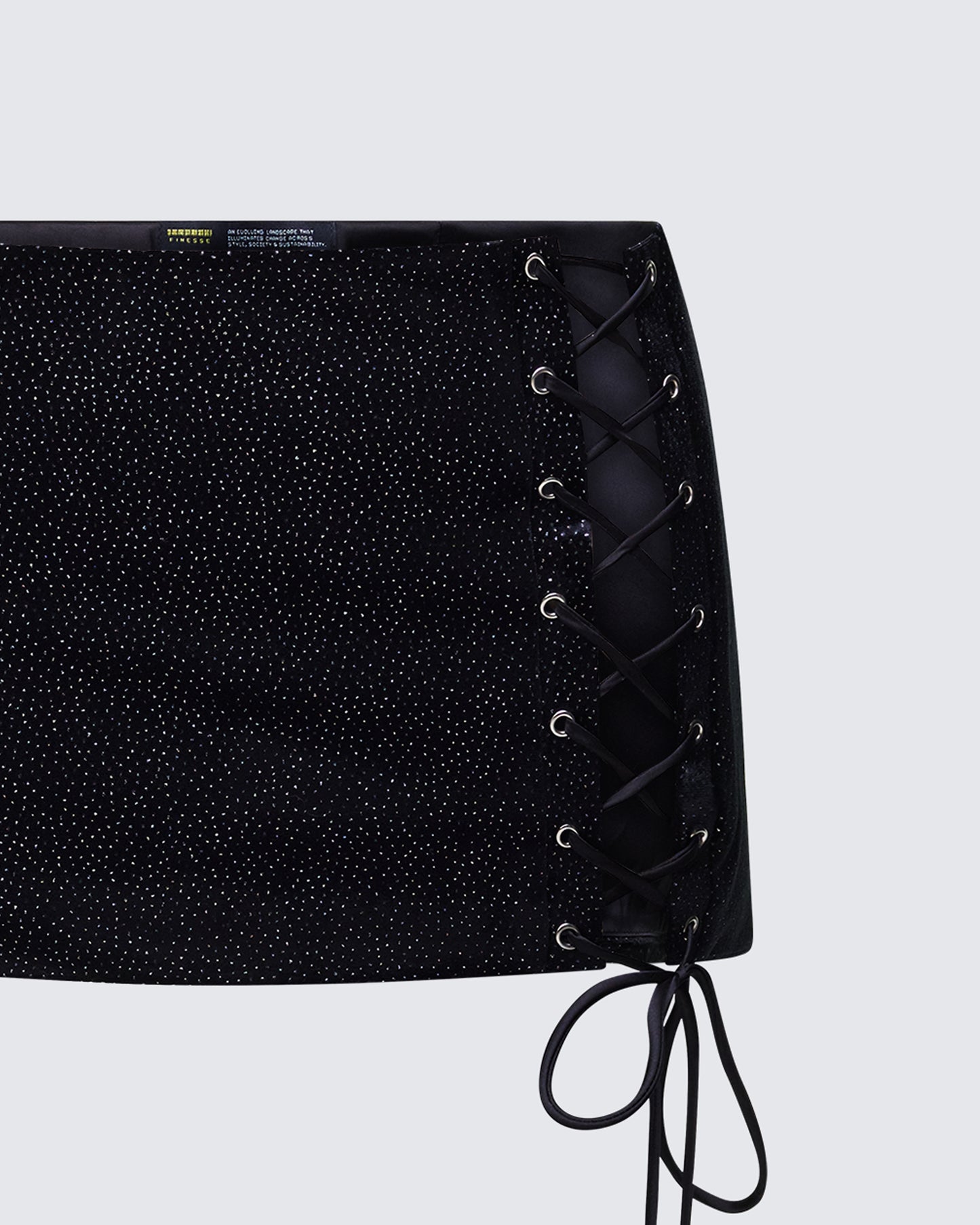 Ginan Black Glitter Velvet Mini Skirt