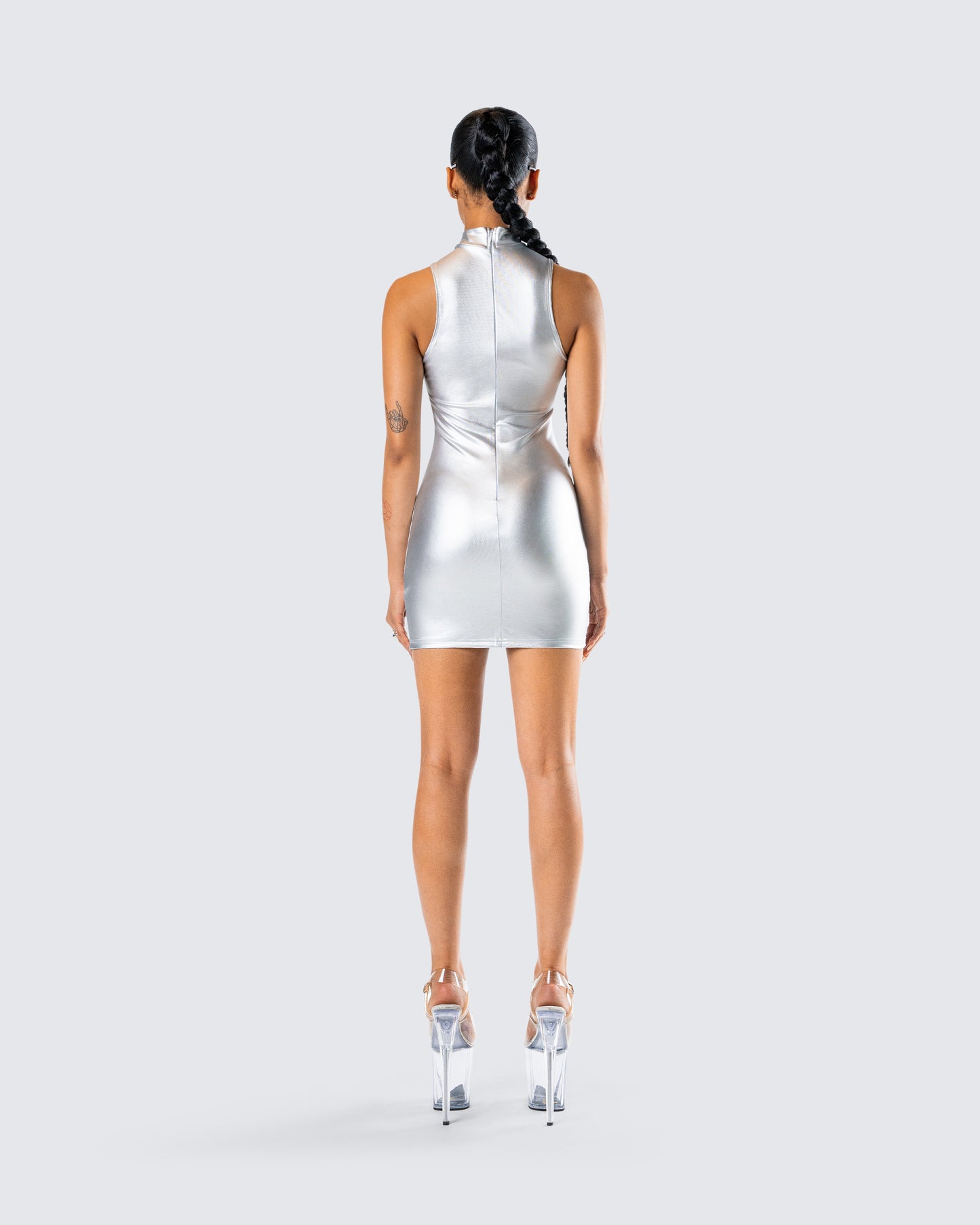 Gisele Silver Metallic Logo Dress