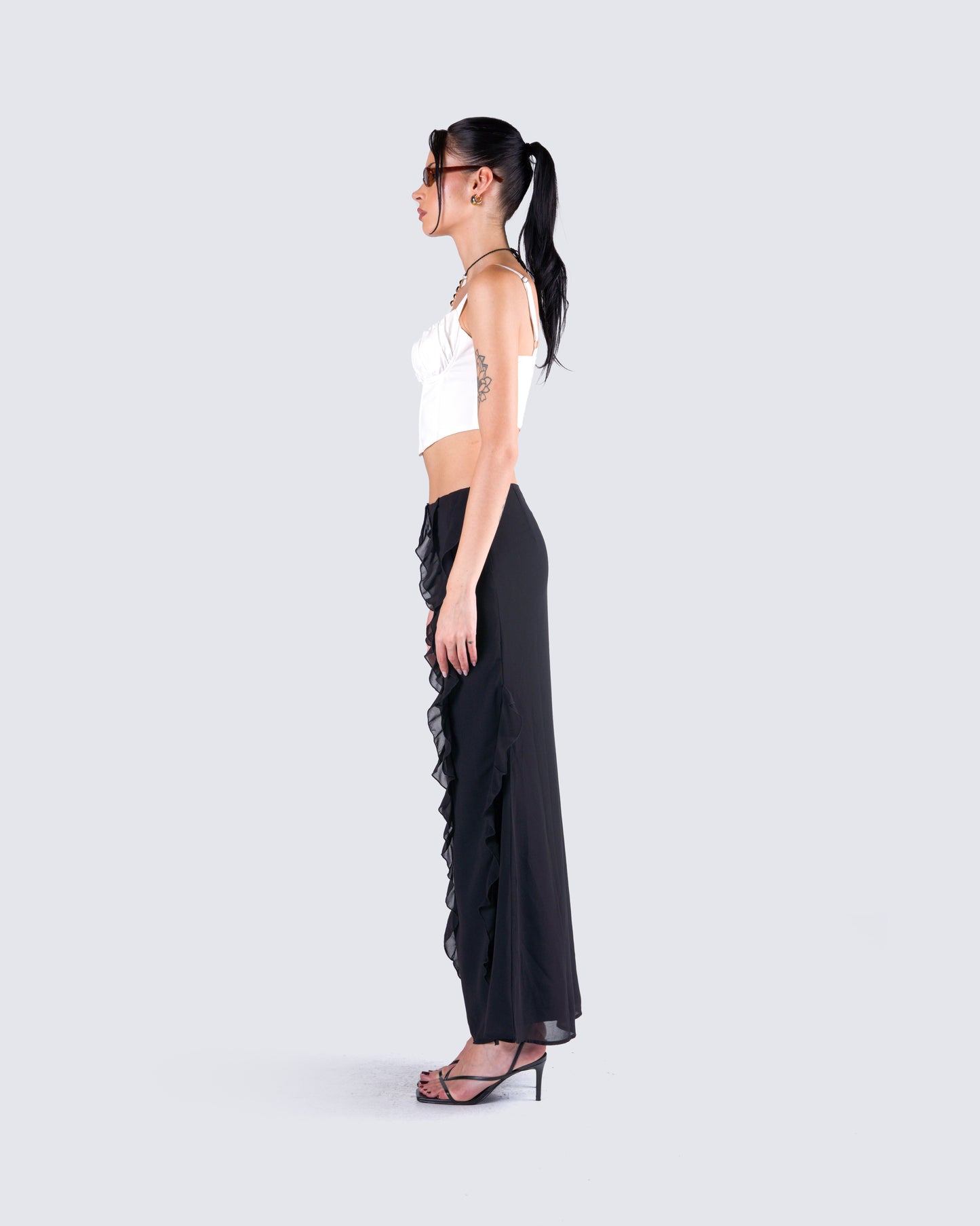 Sissy Black Ruffle Maxi Skirt