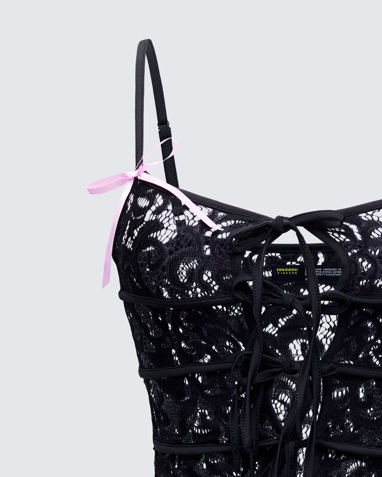 Halsey Black Lace Tie Front Top