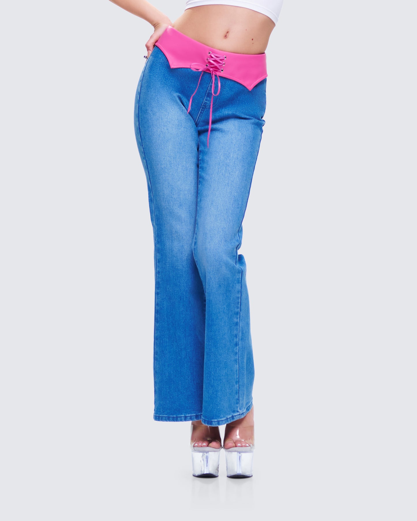 Hara Blue Low Rise Foldover Jean