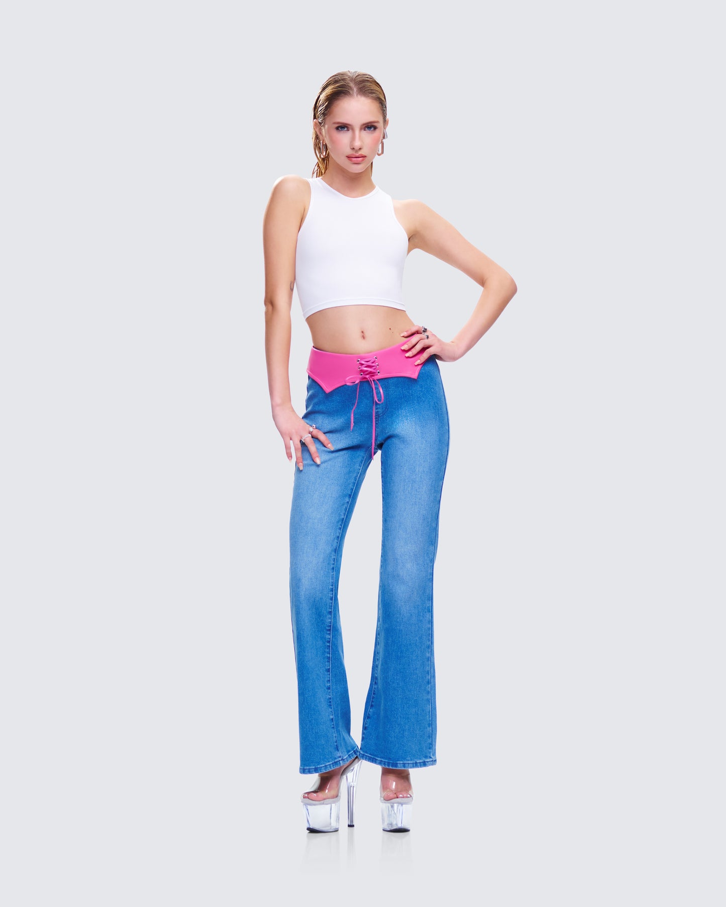 Hara Blue Low Rise Foldover Jean