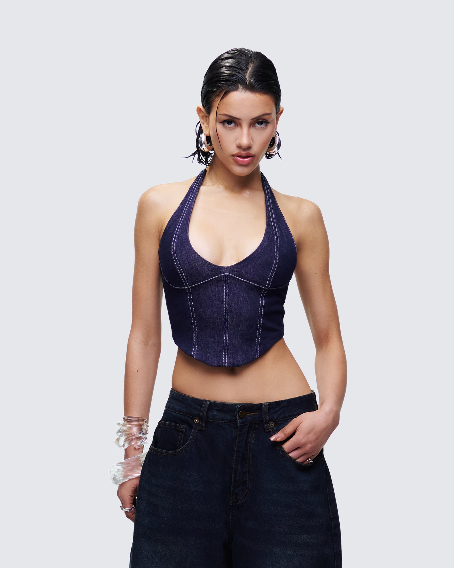 Harley Blue Denim Halter Top