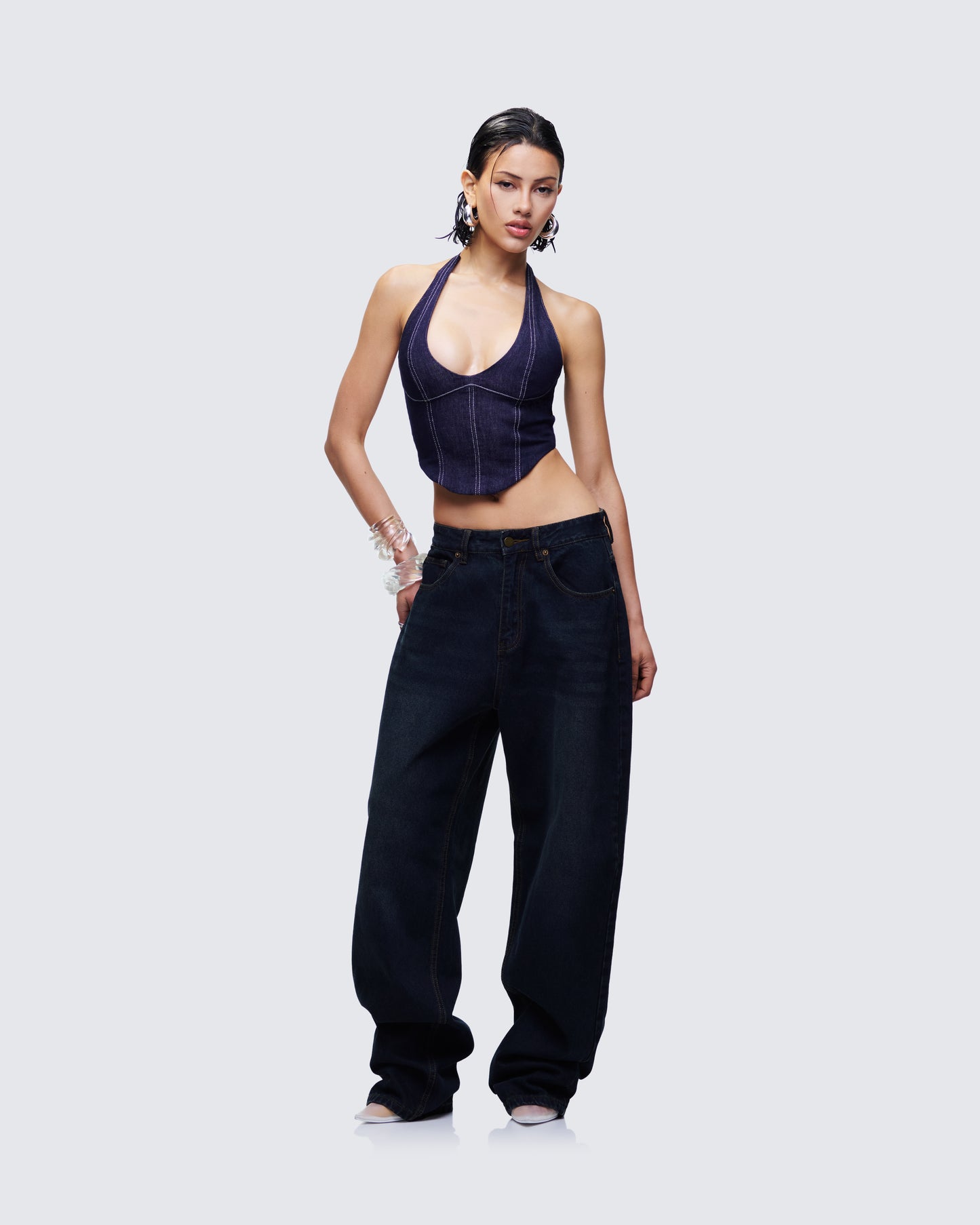 Harley Blue Denim Halter Top