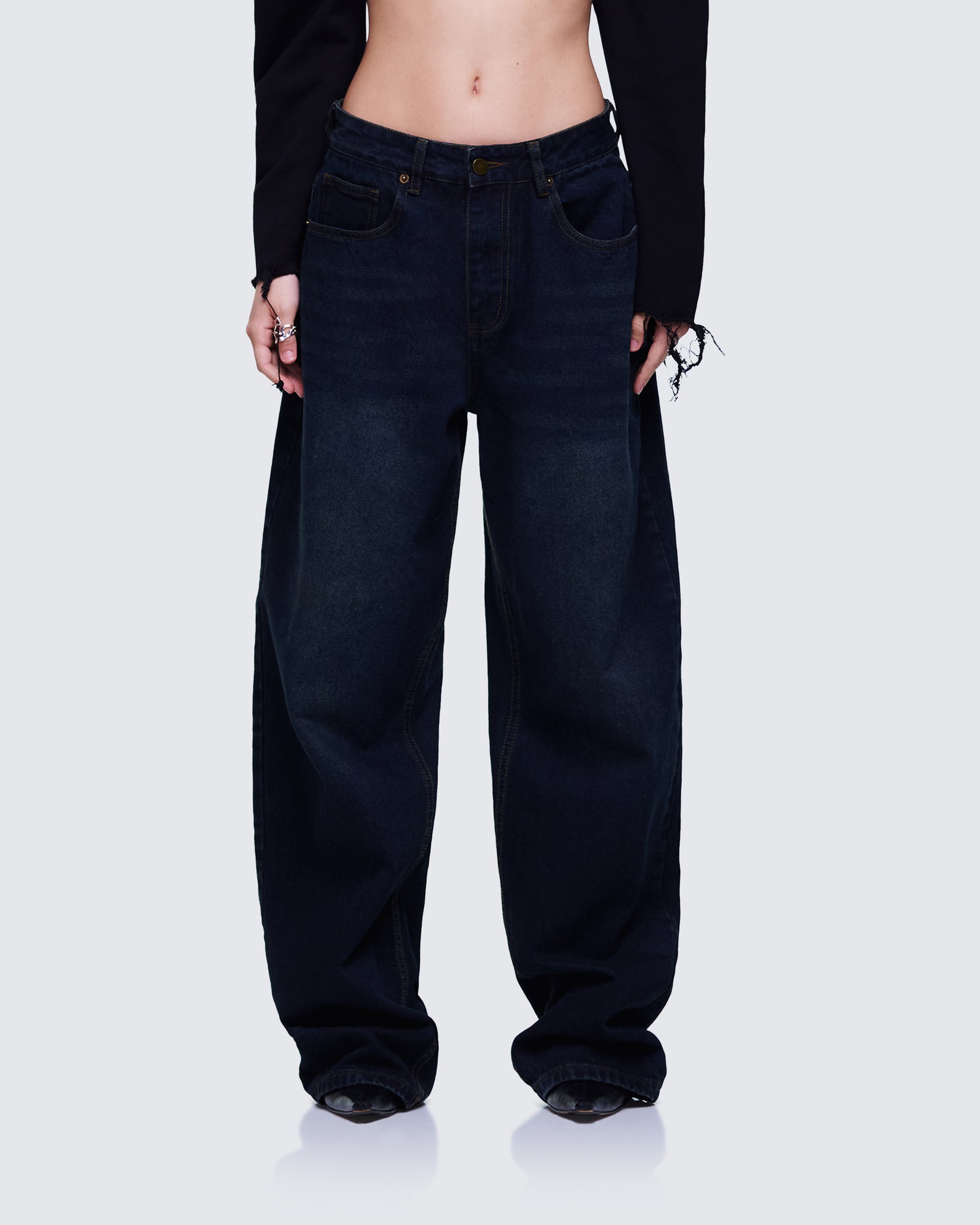 Haylie Blue Denim Baggy Pant
model front