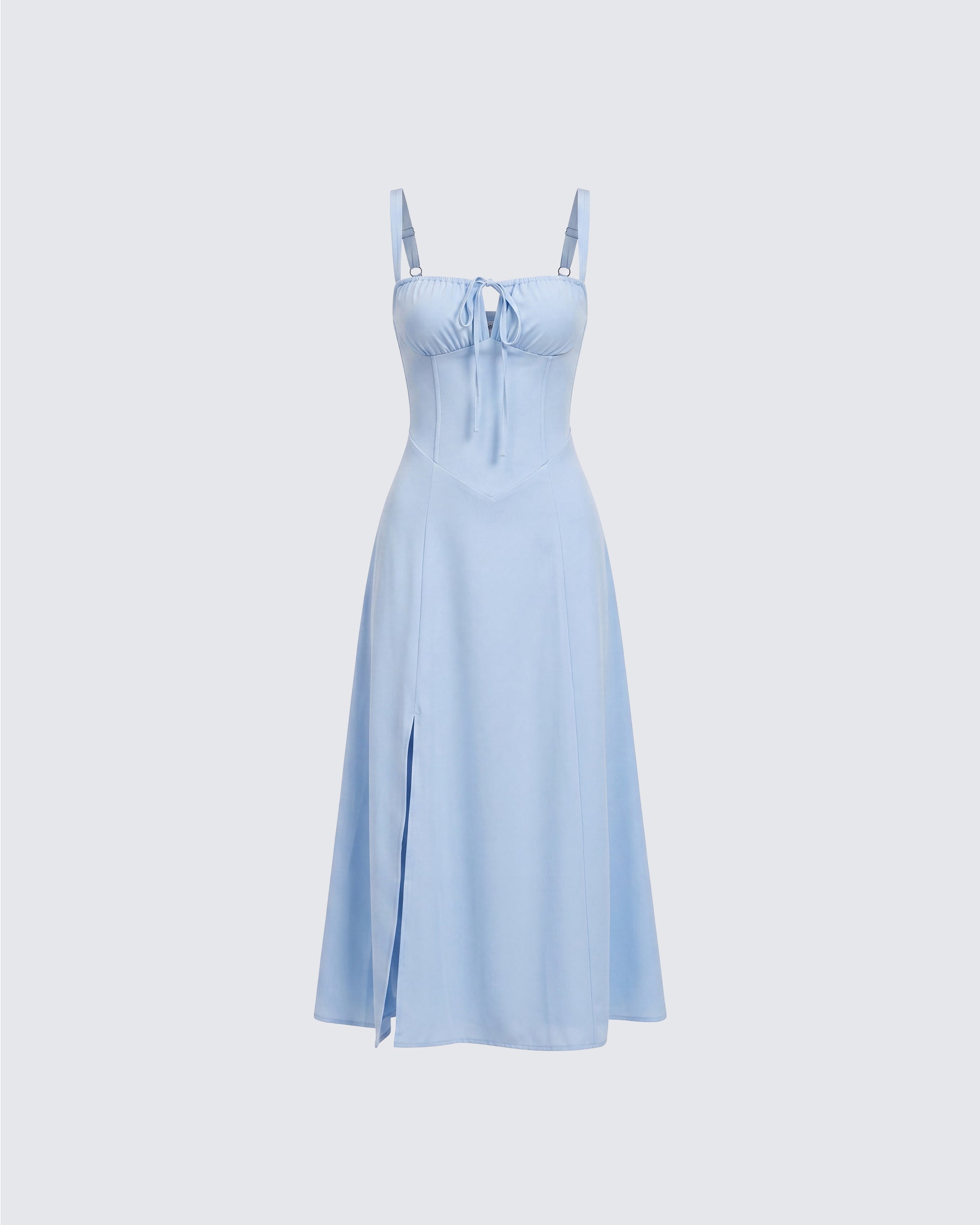 midi bustier dress Blue Satin Midi Dress