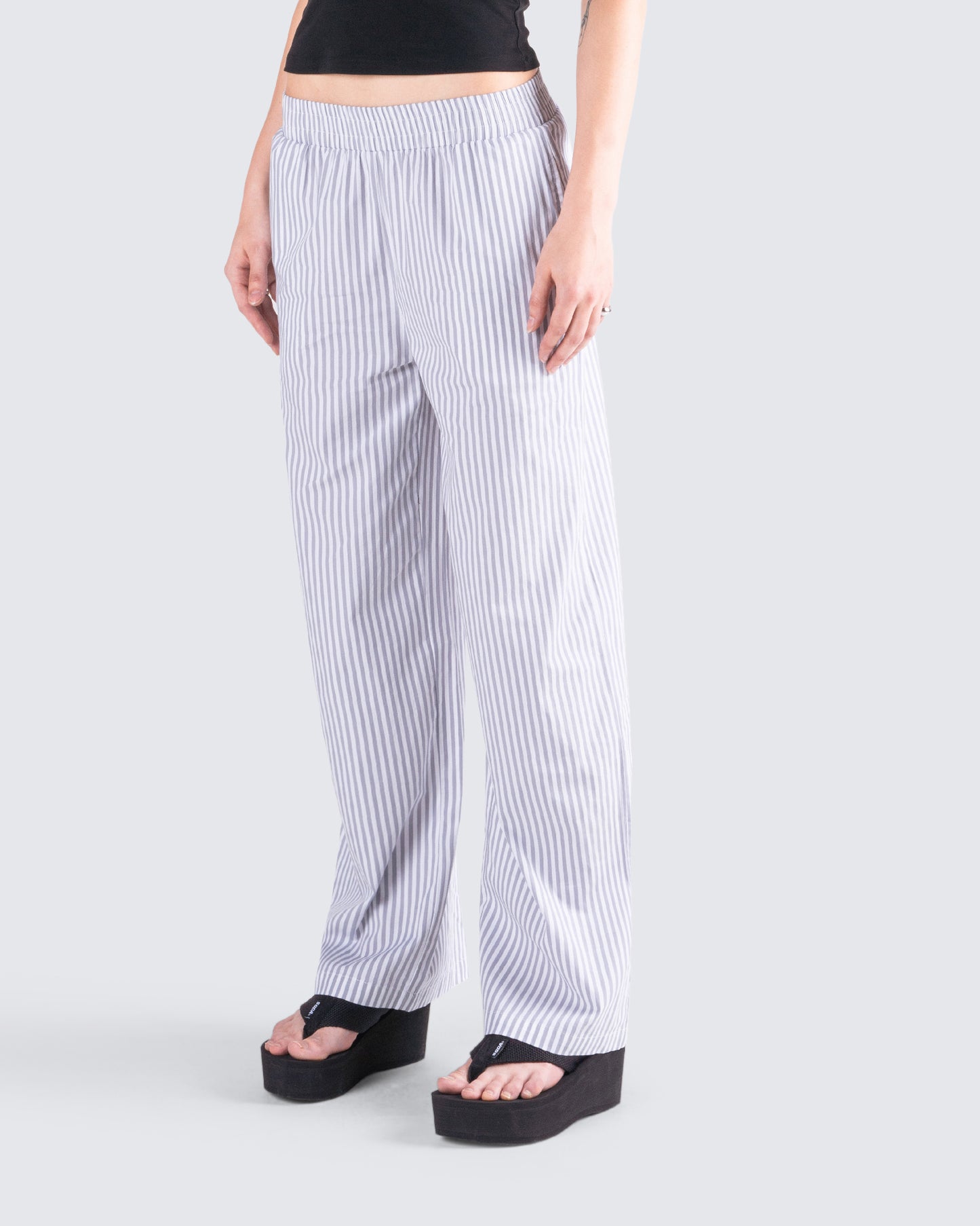 Hetty Grey Stripe Poplin Pant