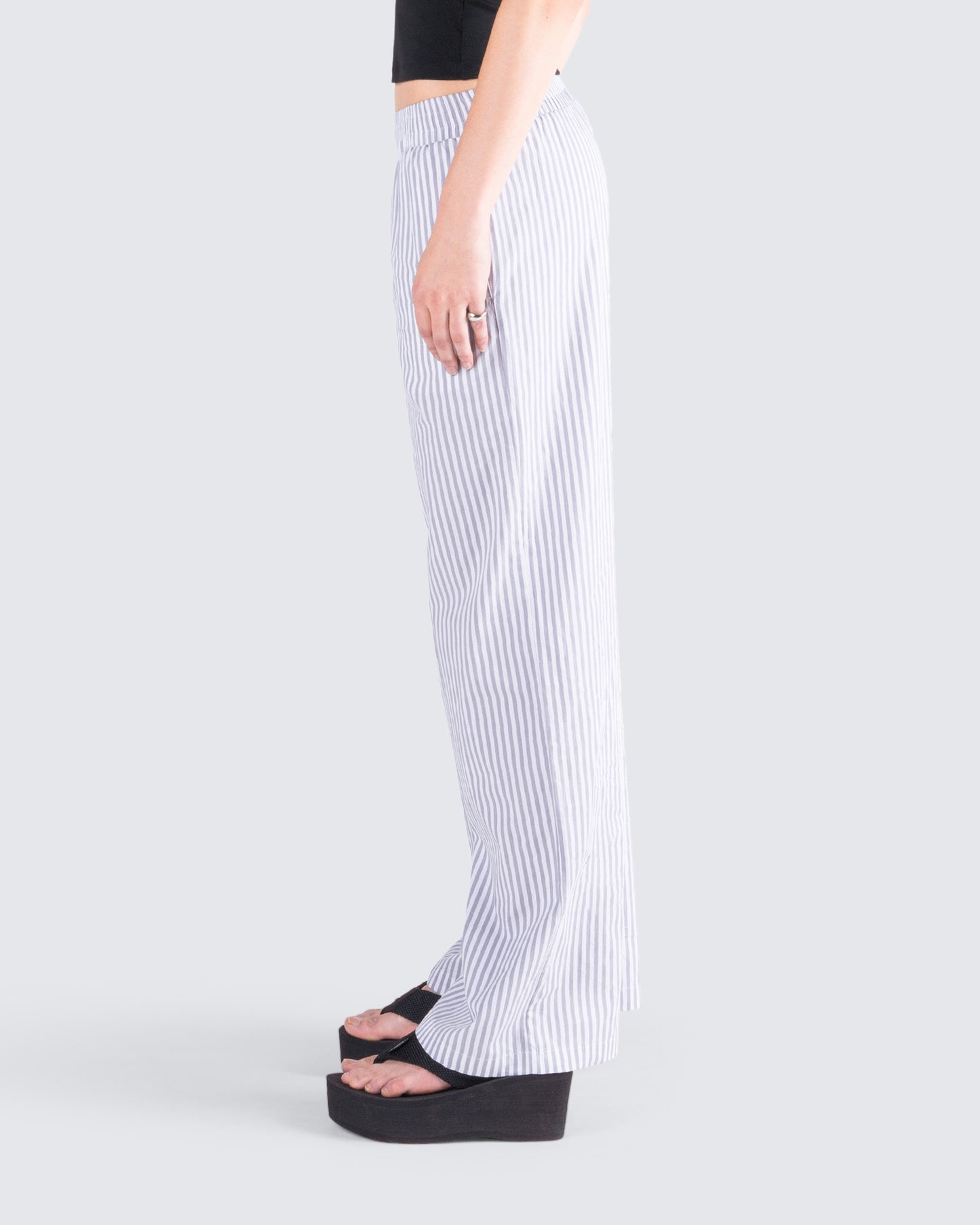 Hetty Grey Stripe Poplin Pant