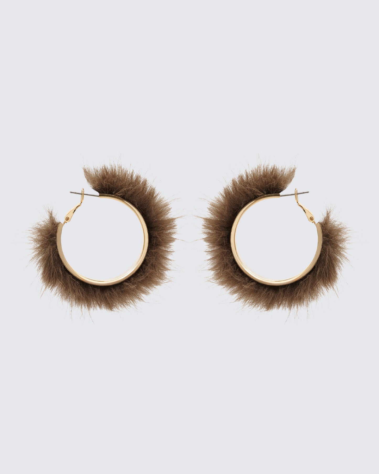 Huntleigh Brown Fur Hoop Earrings