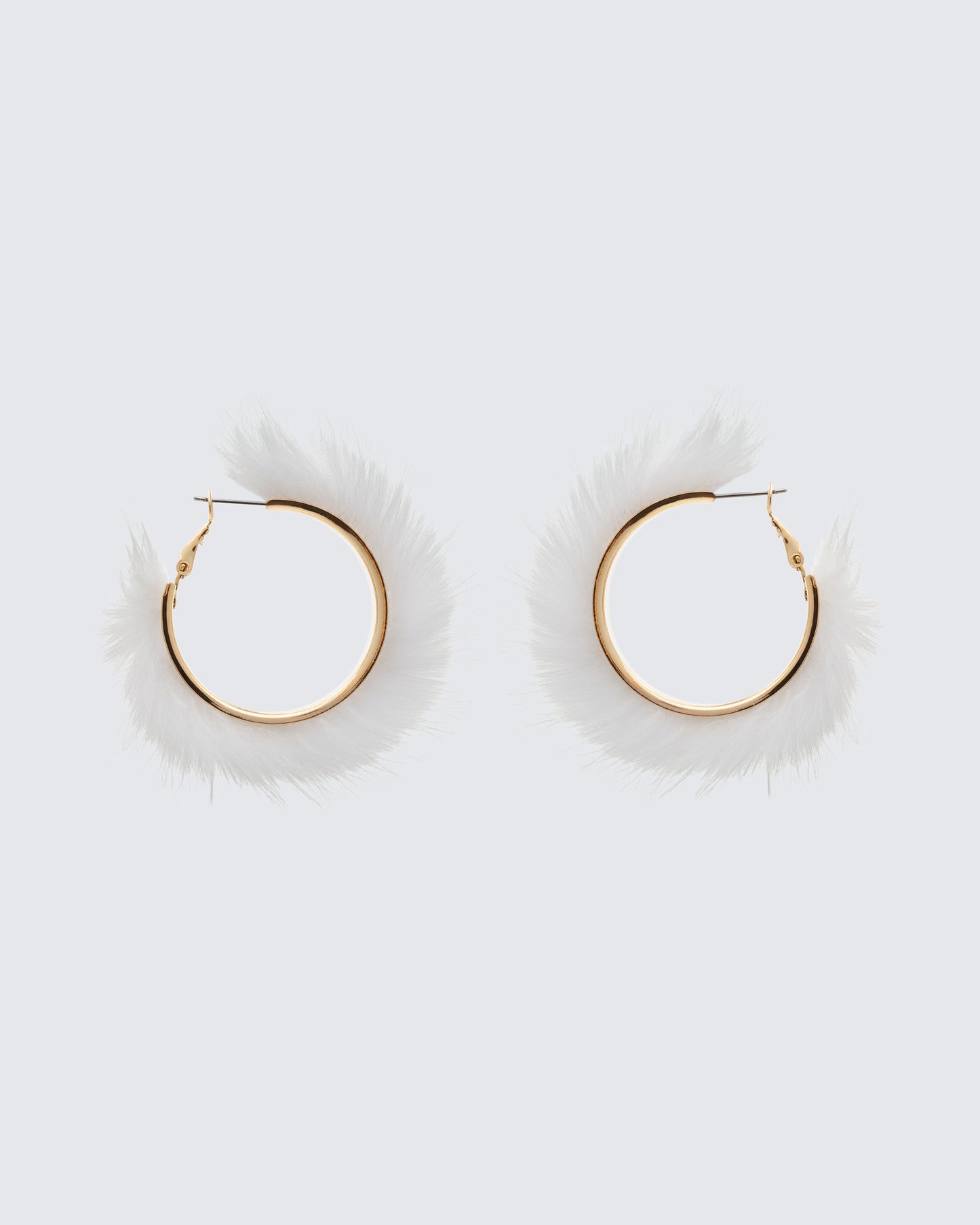 Huntleigh White Fur Hoop Earrings