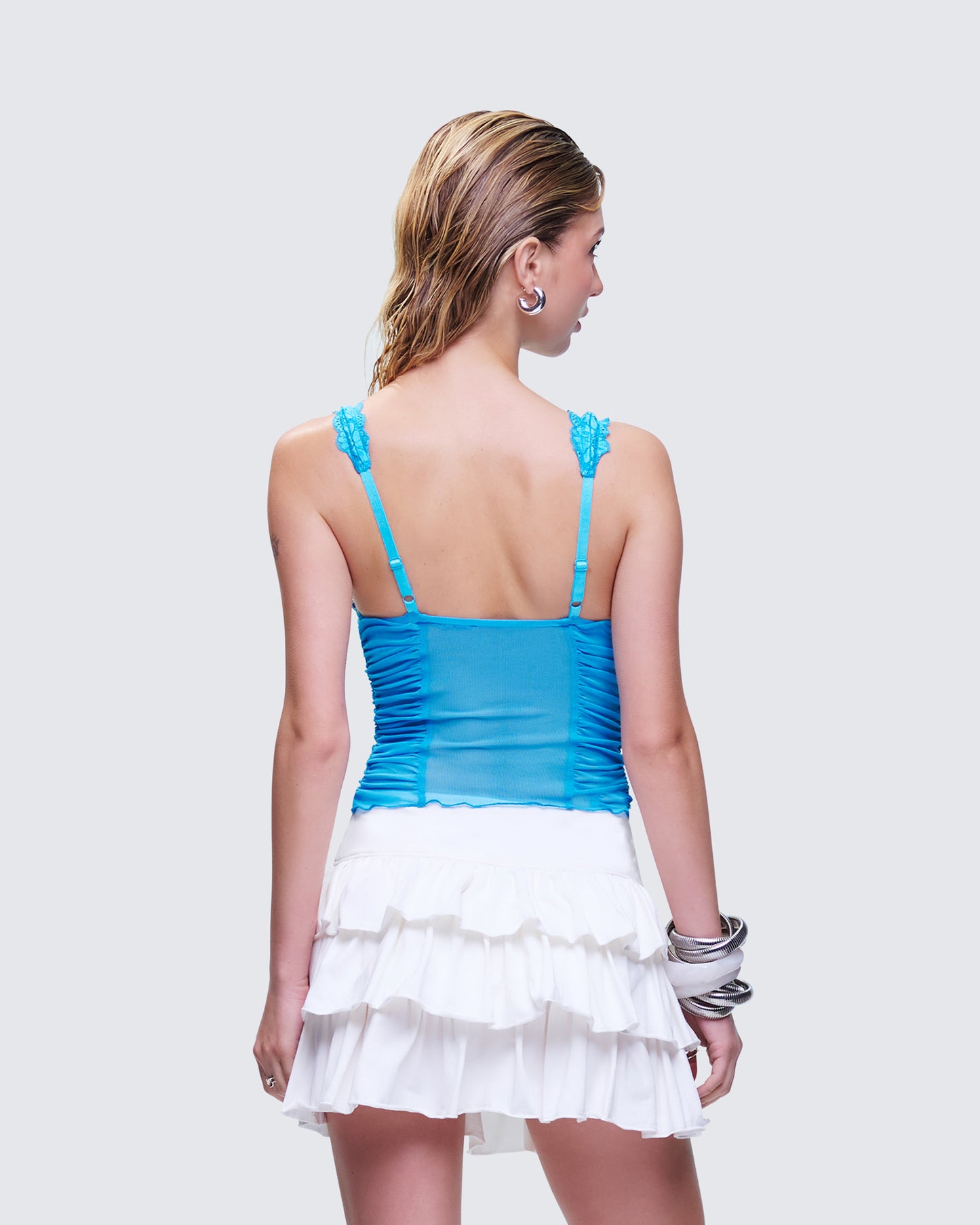Hyacinth Blue Floral Bow Detail Top
