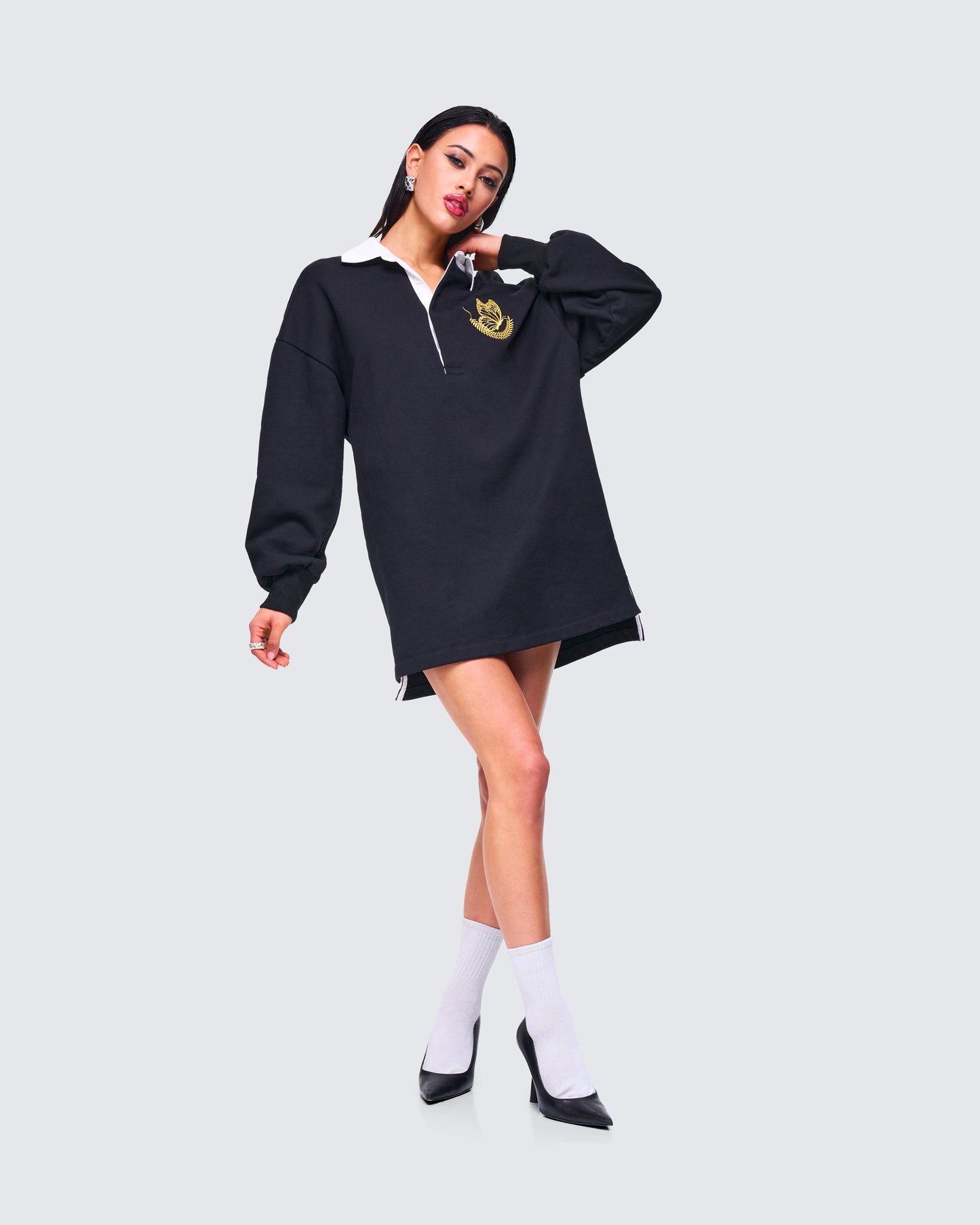 Iden Black Rugby Polo Dress