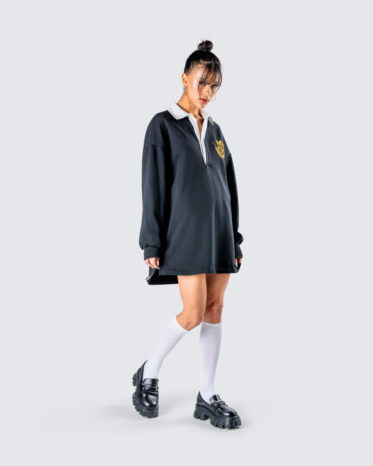 Iden Black Rugby Polo Dress