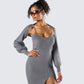Ilana Grey Rib Shrug Sweater Top