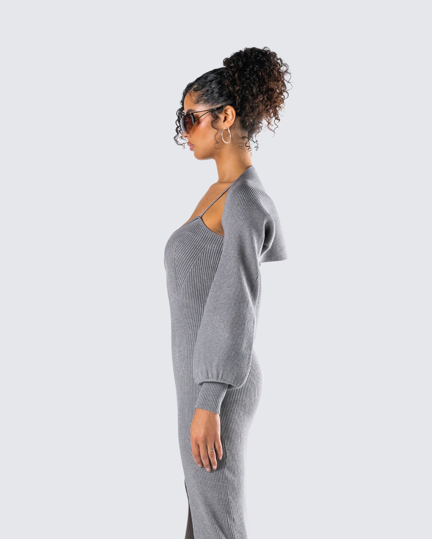 Ilana Grey Rib Shrug Sweater Top