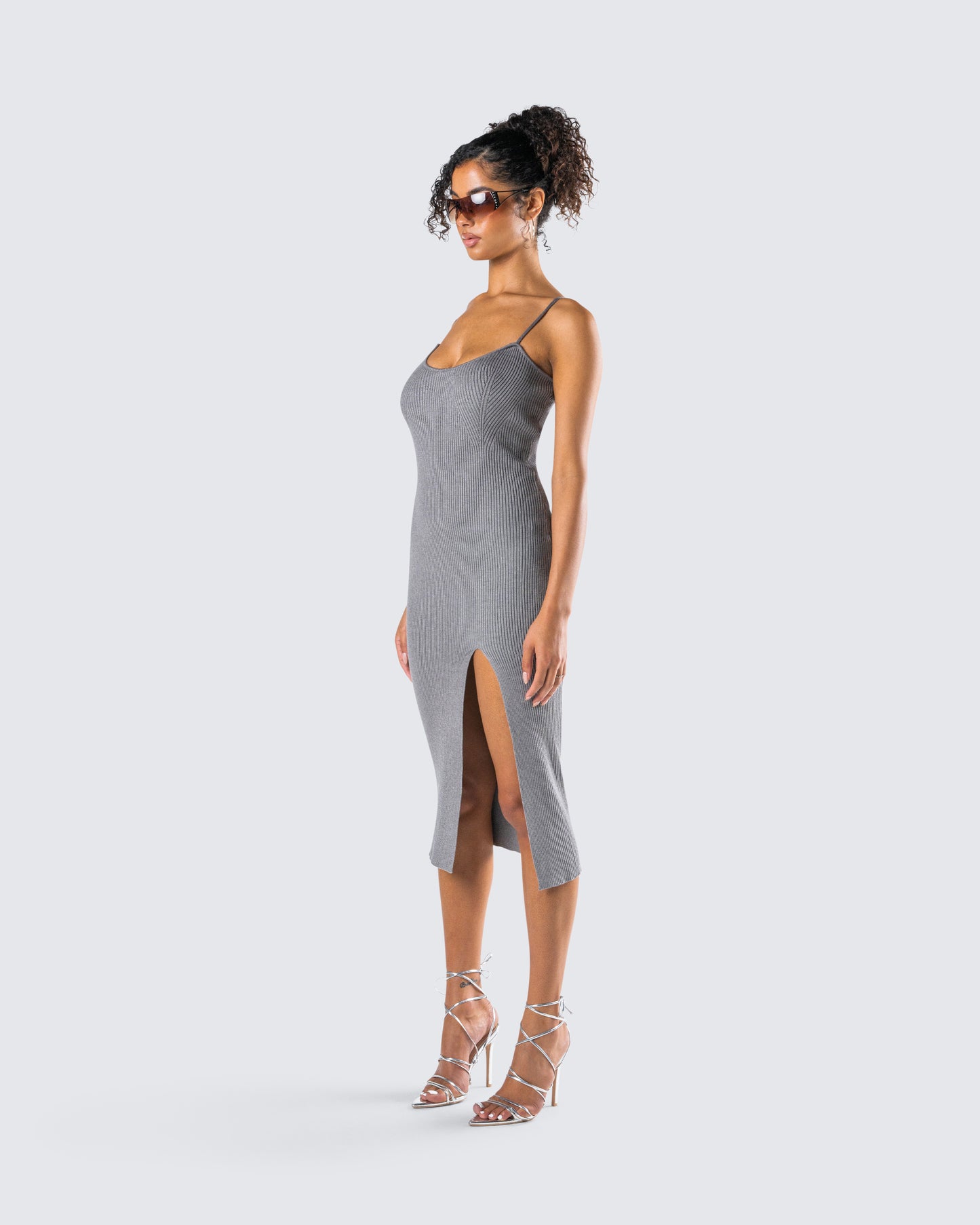 Ilana Grey Rib Sweater Dress