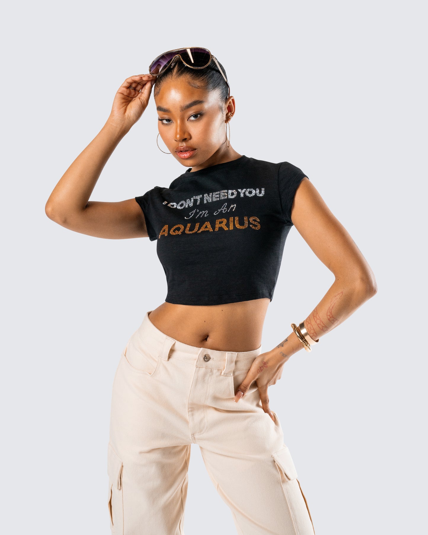 Ilse Black Aquarius Rhinestone Top