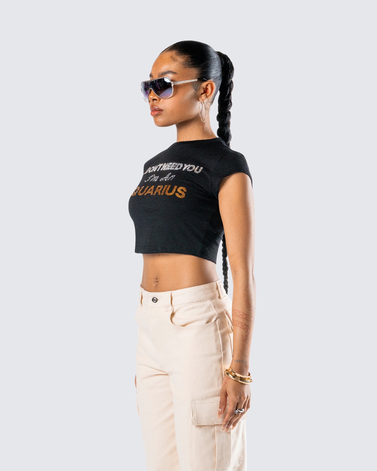 Ilse Black Aquarius Rhinestone Top