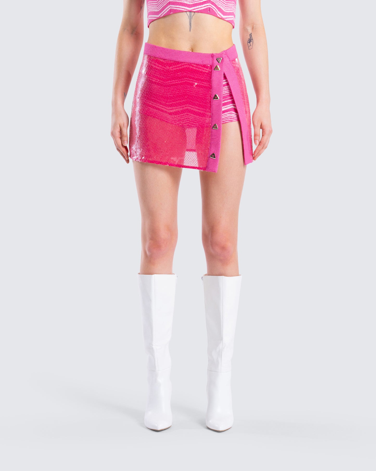 Irie Pink Sequin Mini Skirt