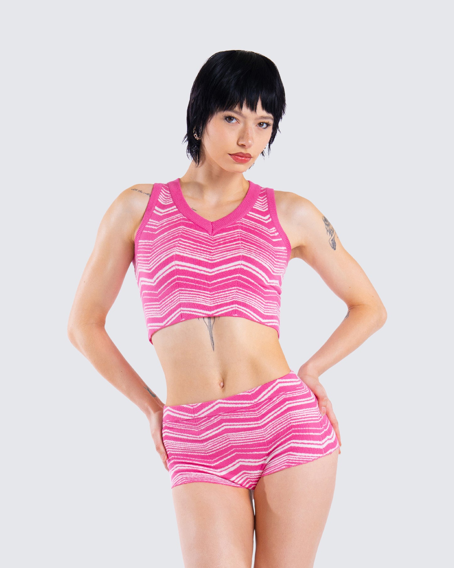 Irie Pink Zig Zag Knit Top