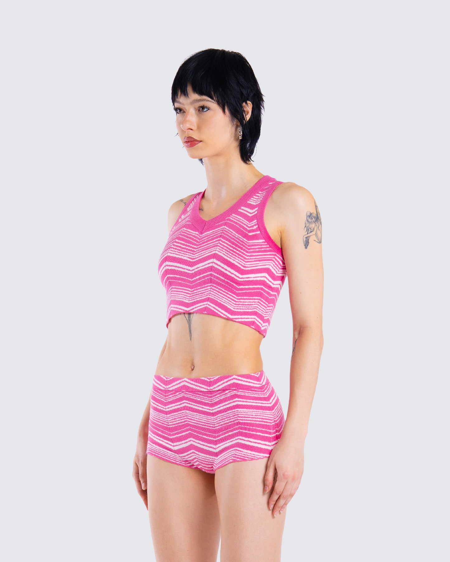 Irie Pink Zig Zag Knit Top