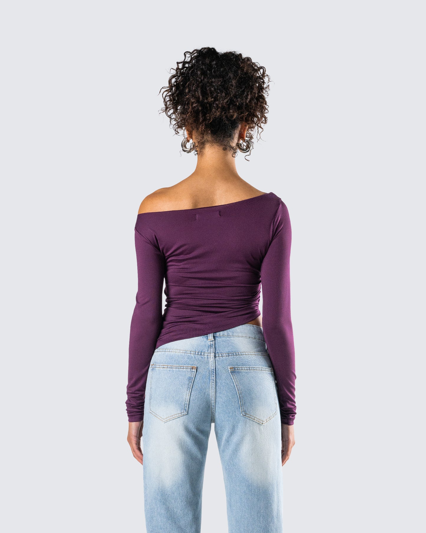 Isa Burgundy Jersey Asymmetric Top