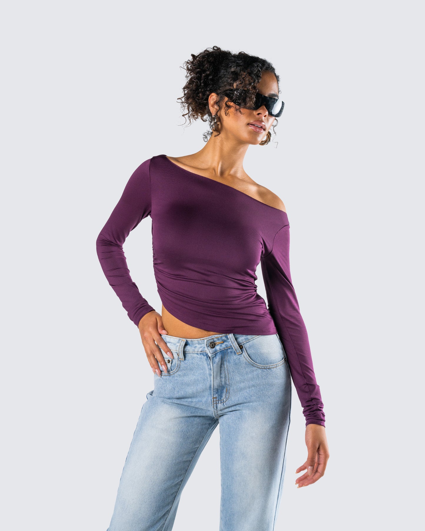 Isa Burgundy Jersey Asymmetric Top