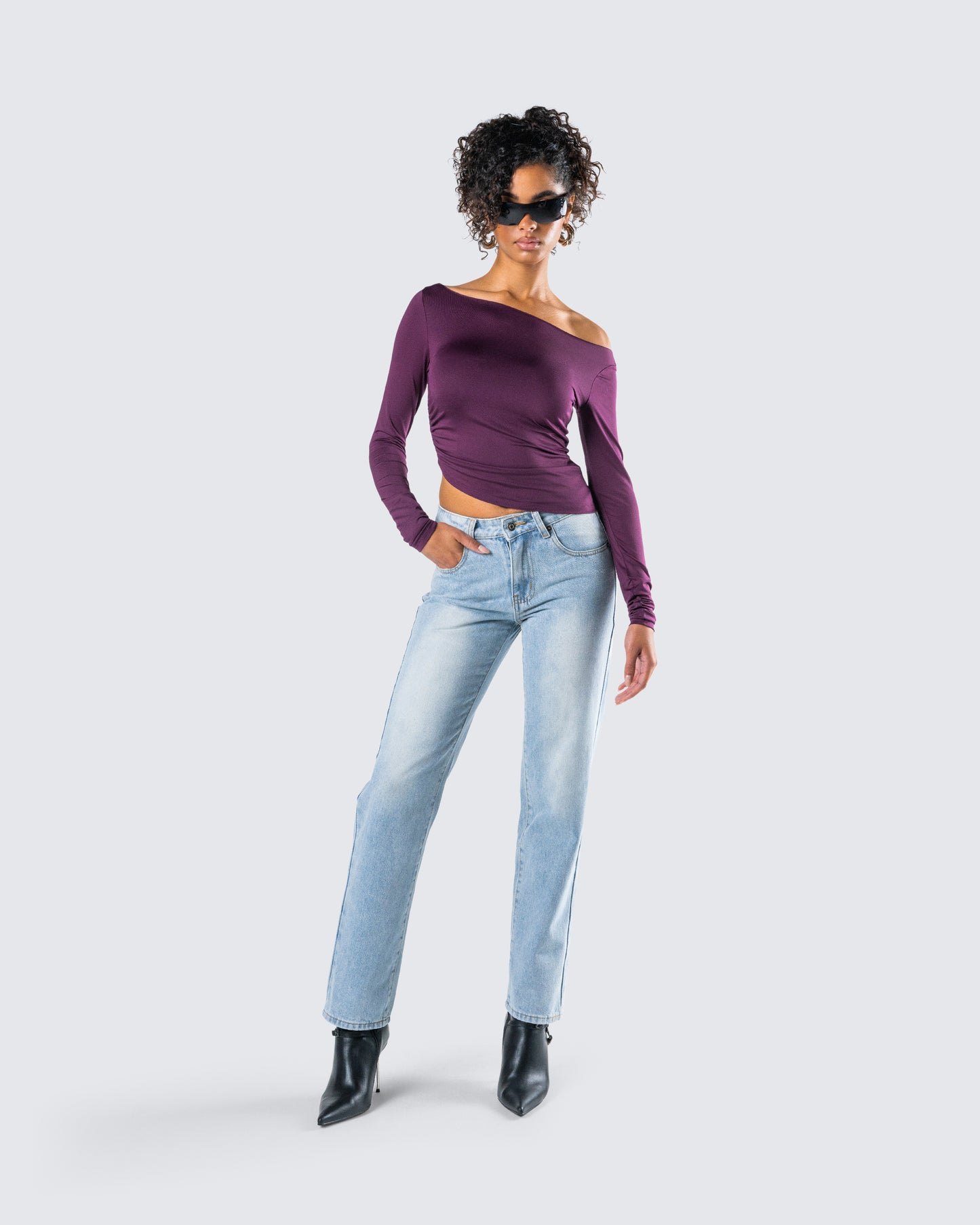 Isa Burgundy Jersey Asymmetric Top