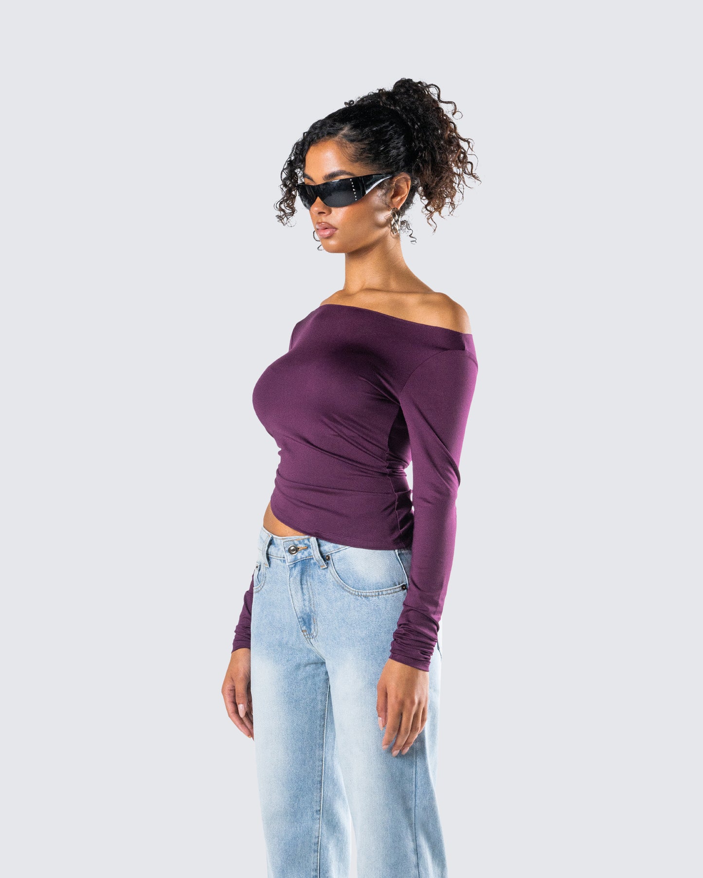 Isa Burgundy Jersey Asymmetric Top