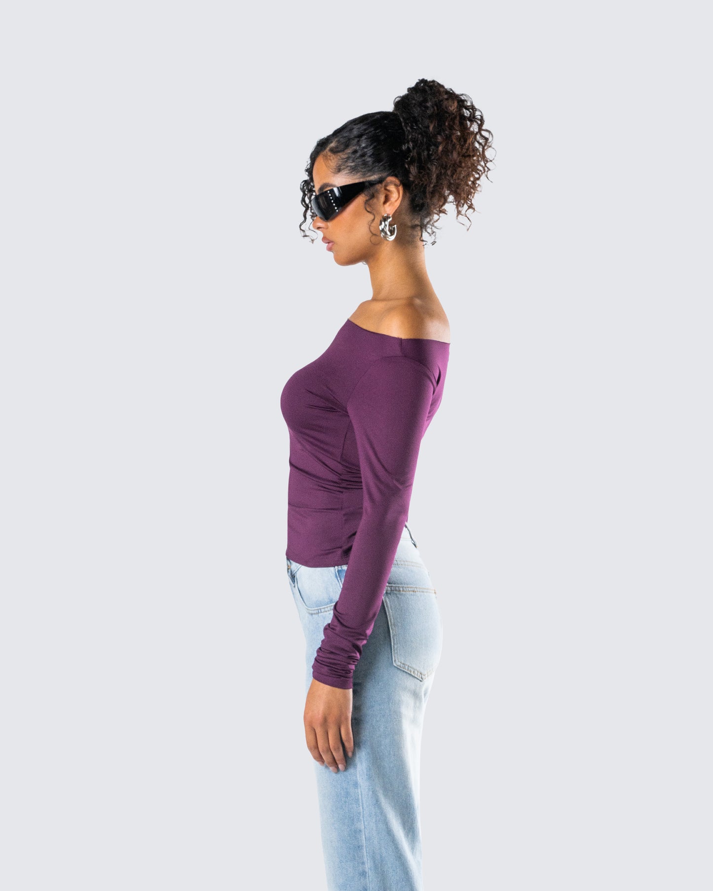 Isa Burgundy Jersey Asymmetric Top
