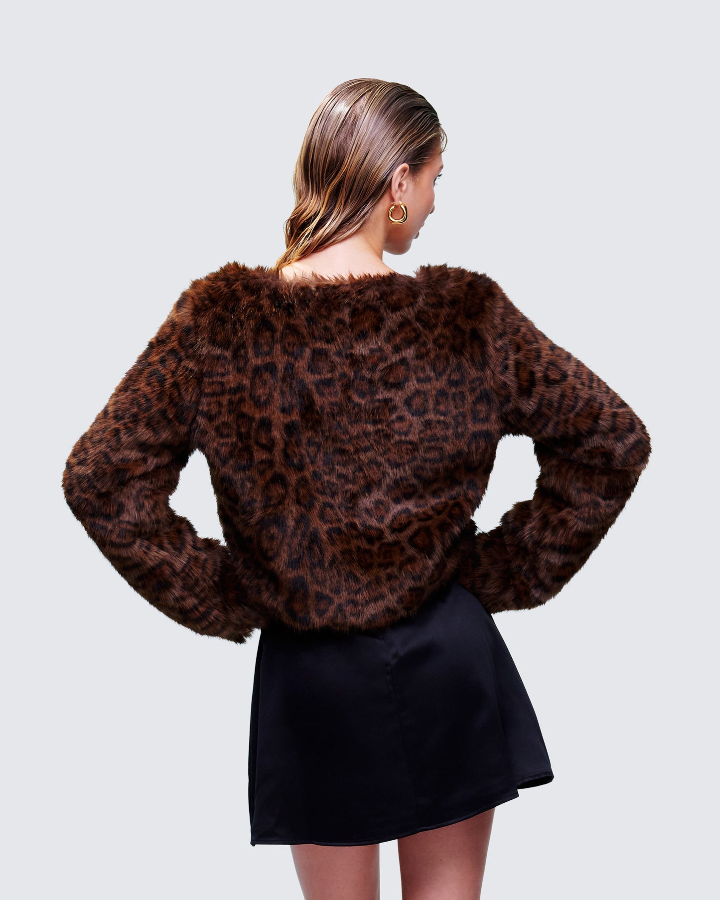 Isola Brown Faux Fur Cropped Jacket