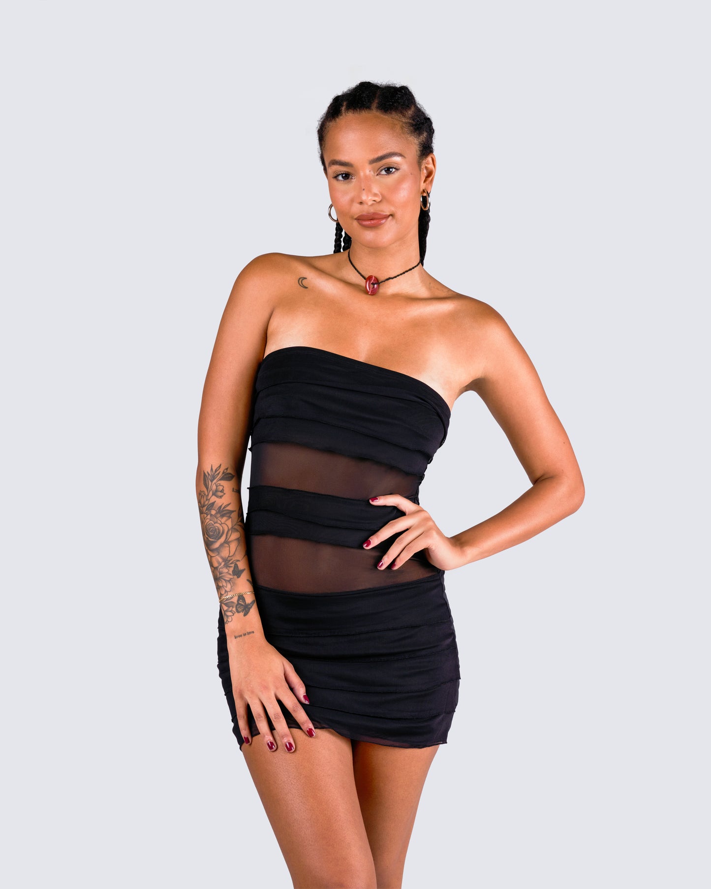 Issa Black Tiered Mini Dress
