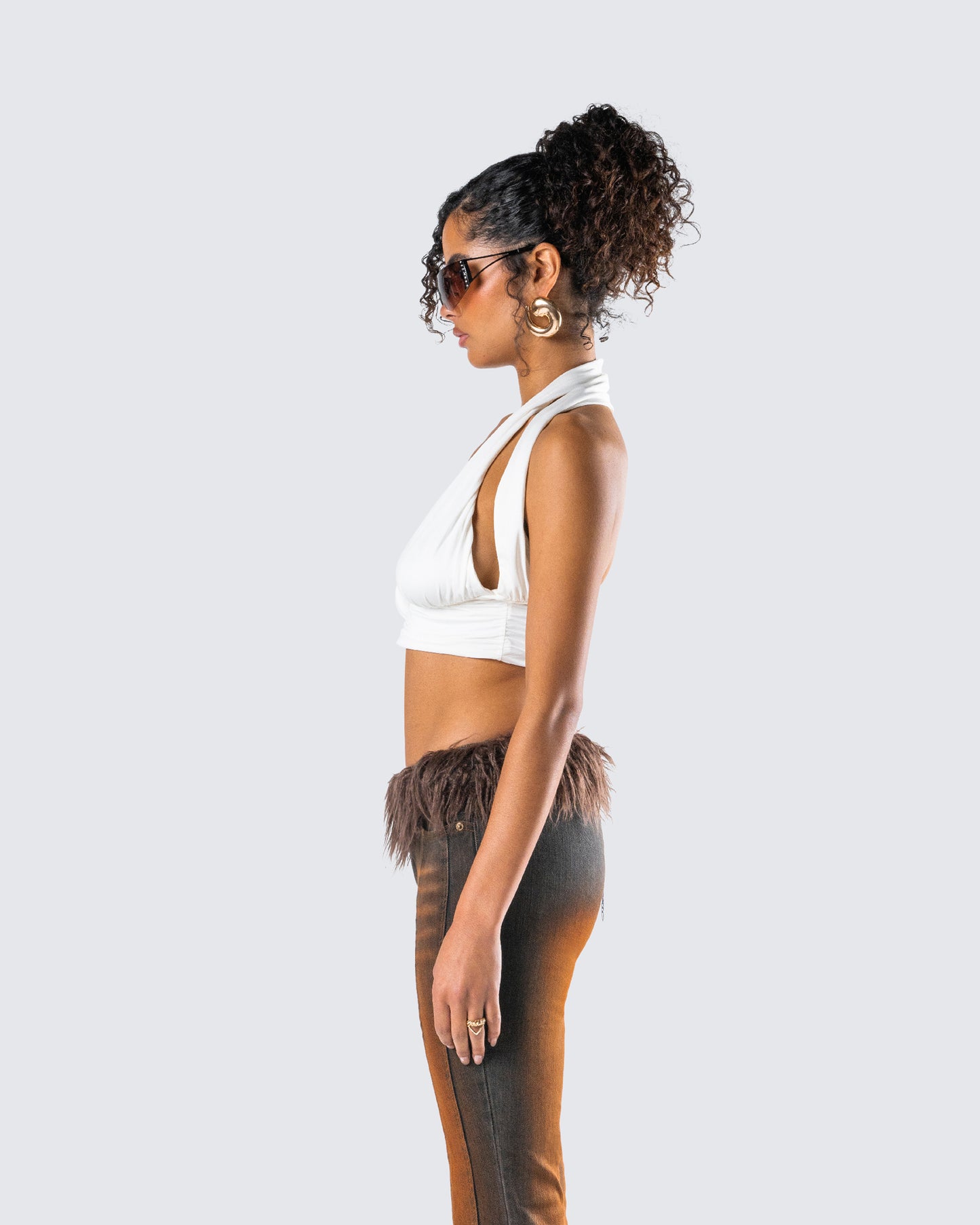 Iyanu Ivory Jersey Halter Top