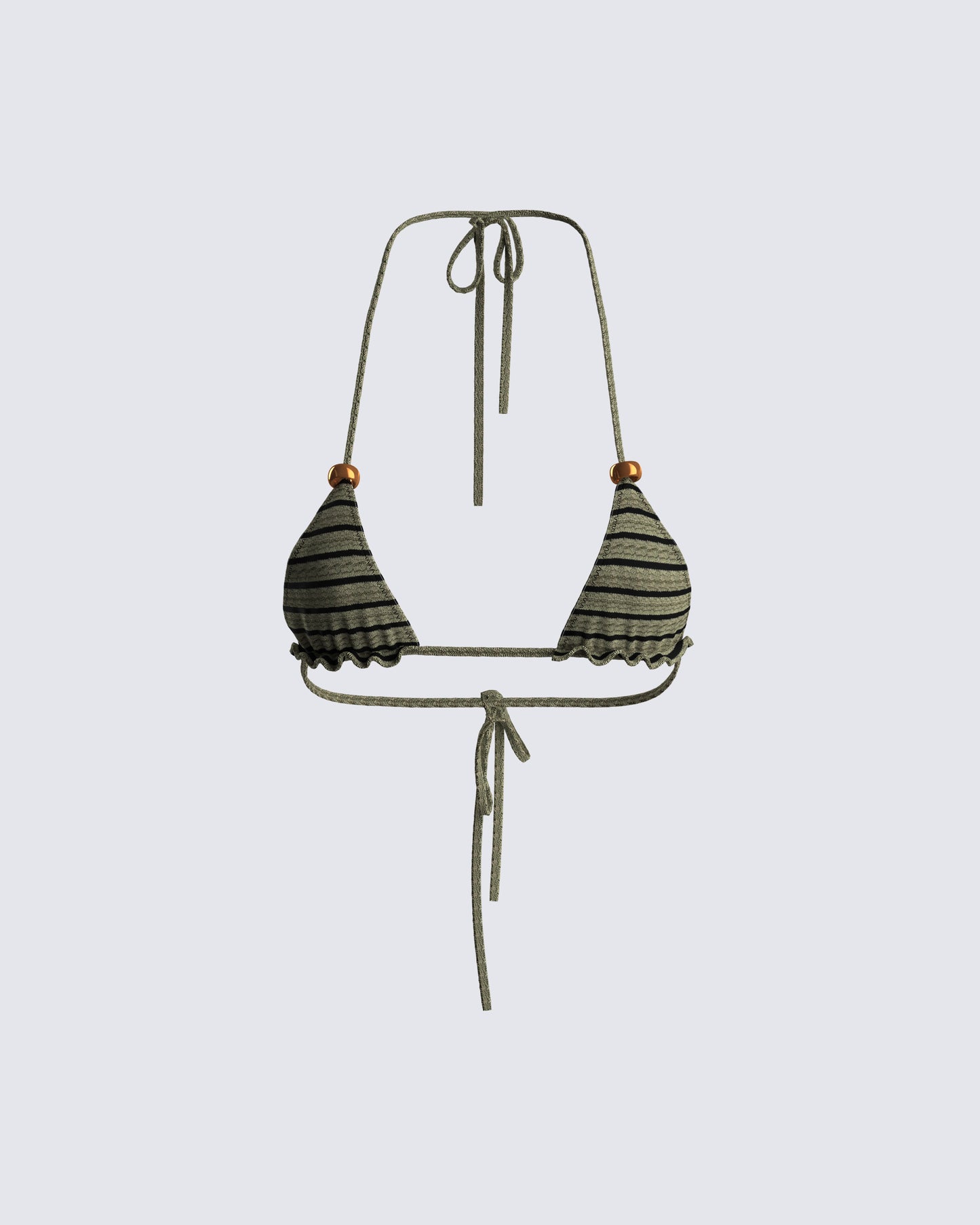 Izzy Olive Stripe Bikini Top 3d product front